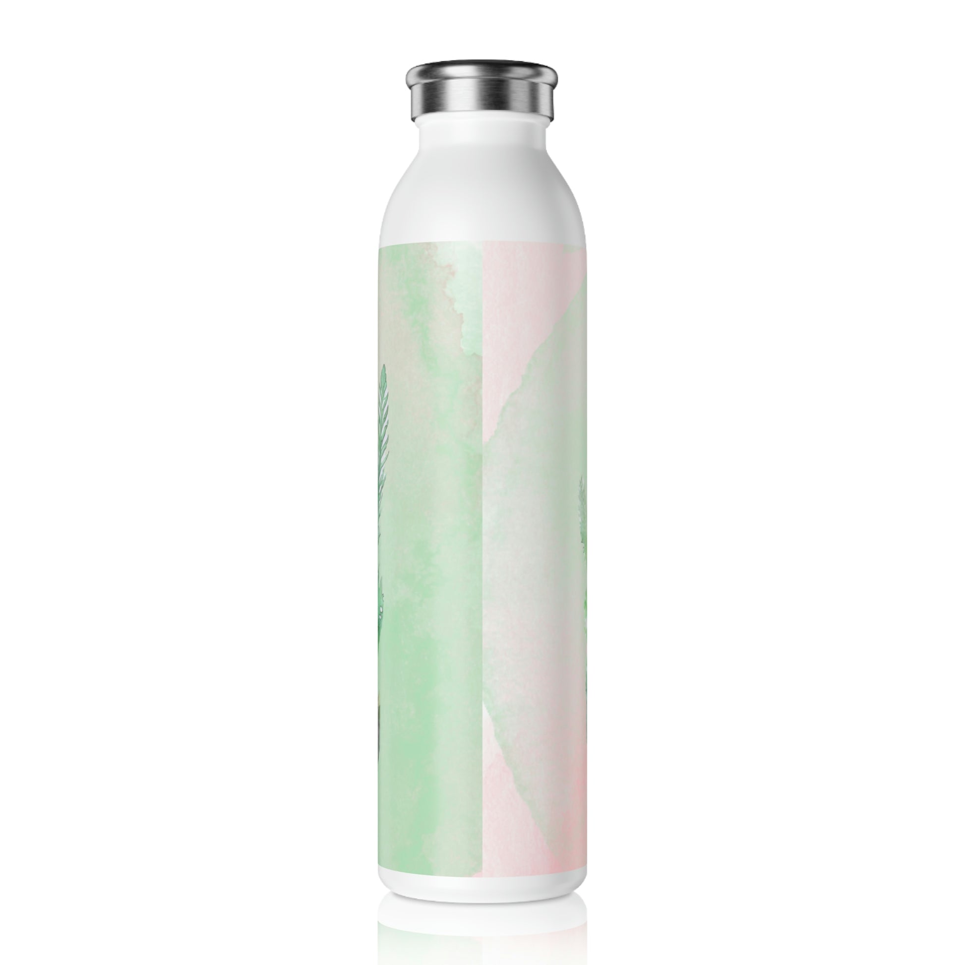 Green Crystal Spring Watercolor Slim Water Bottle