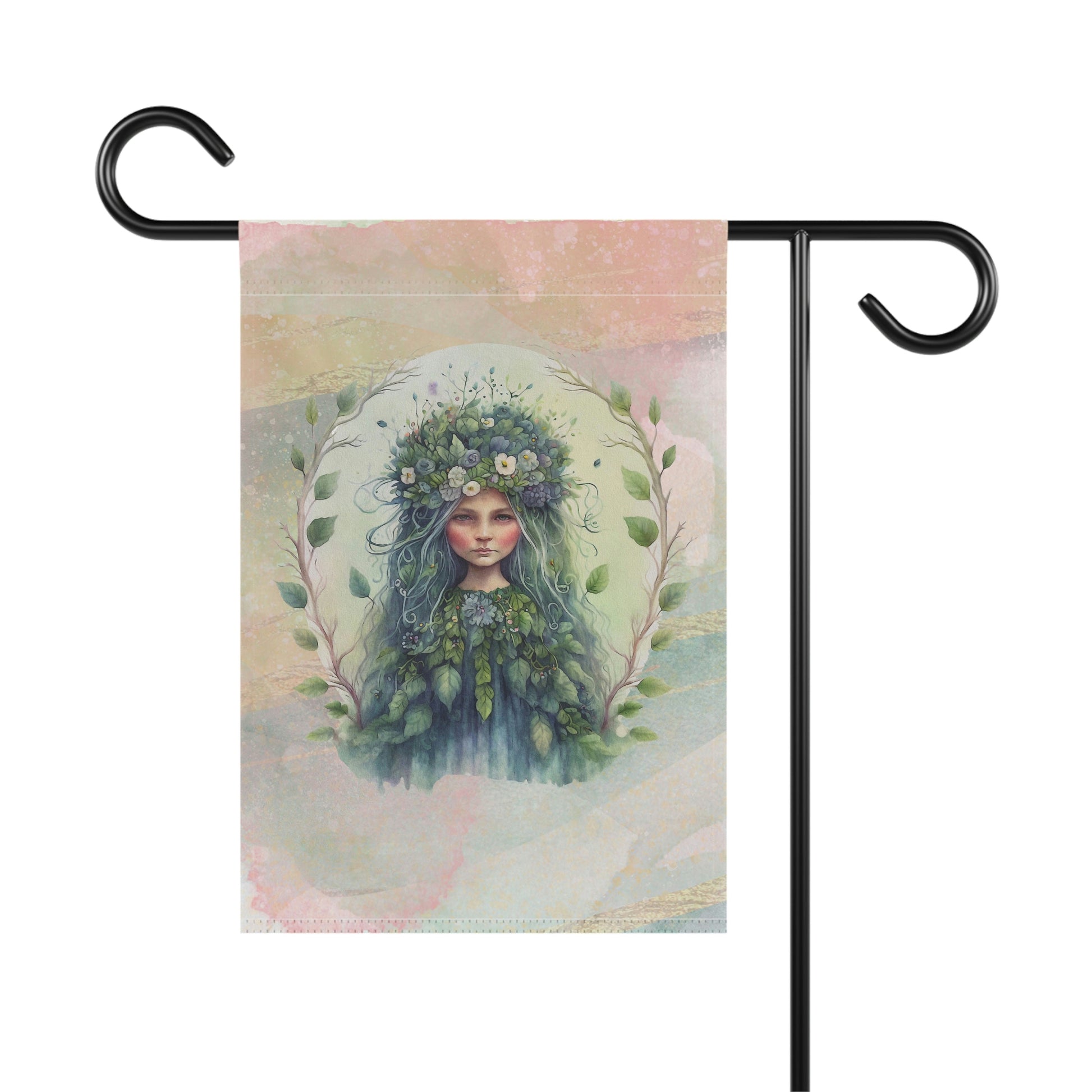 Spring Wood Sprite  Watercolor Garden & House Banner