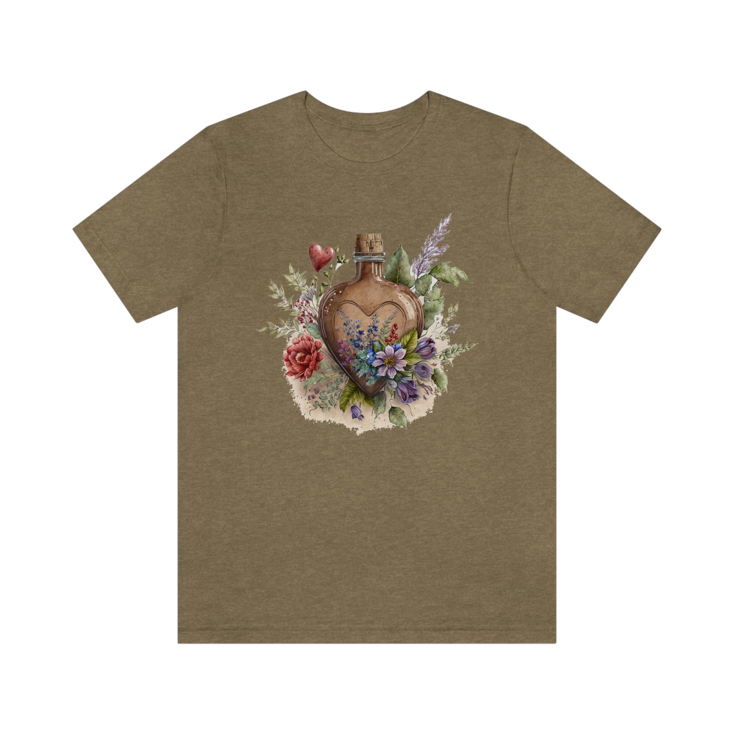 Vintage Bottle Floral Unisex Jersey Short Sleeve Tee