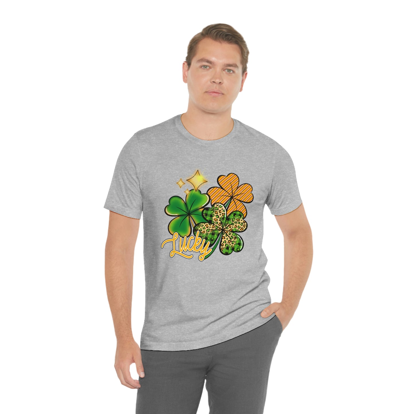 Lucky Shamrock Four Leaf Clover St. Patrick's Day Unisex Jersey Short Sleeve Tee