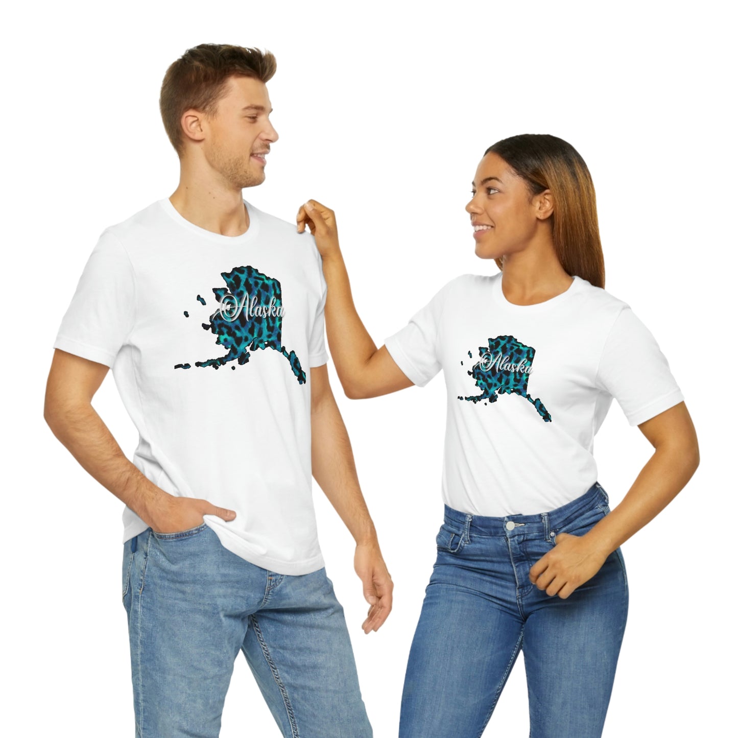 Alaska Blue Leopard Unisex Jersey Short Sleeve T-shirt