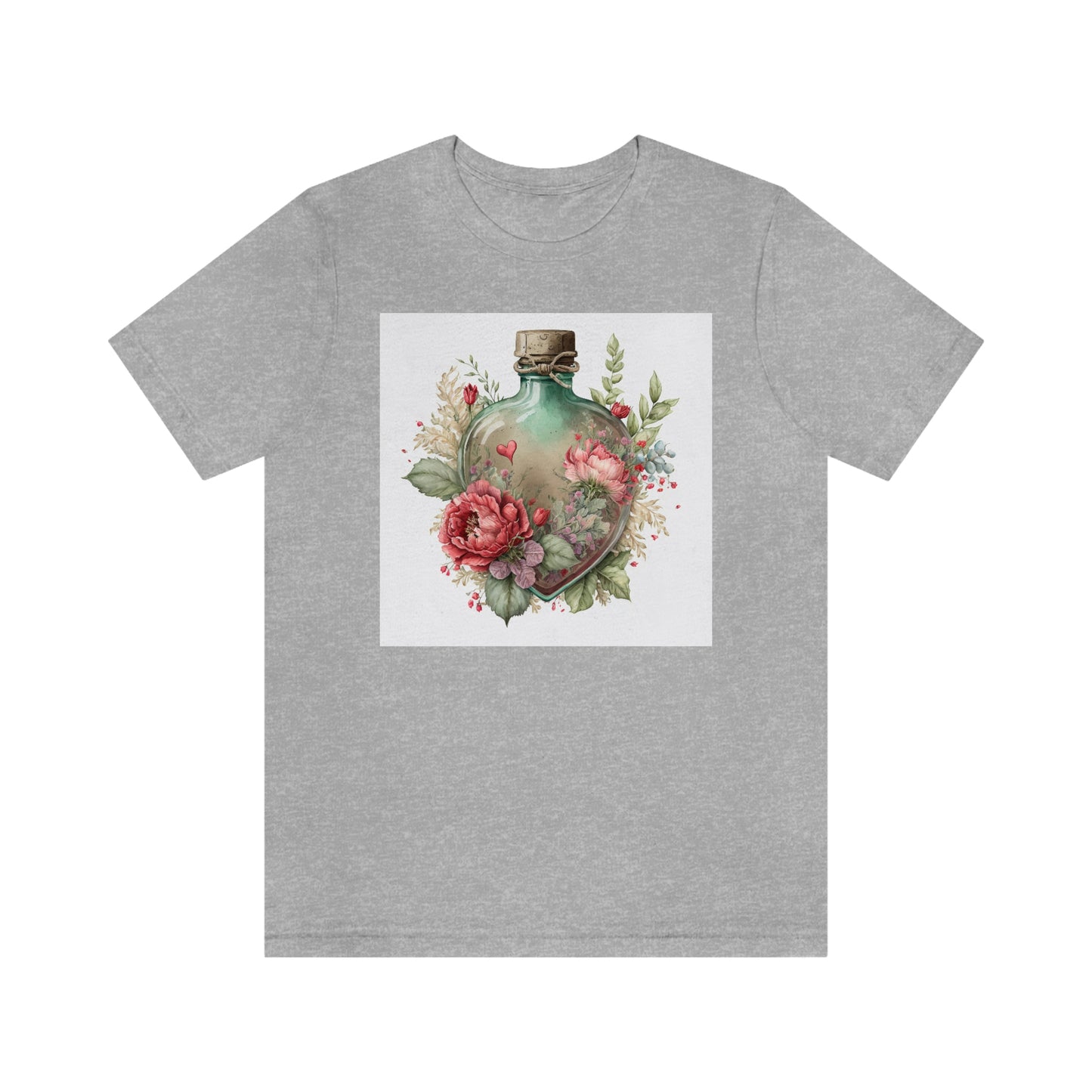 Vintage Bottle Floral Unisex Jersey Short Sleeve Tee