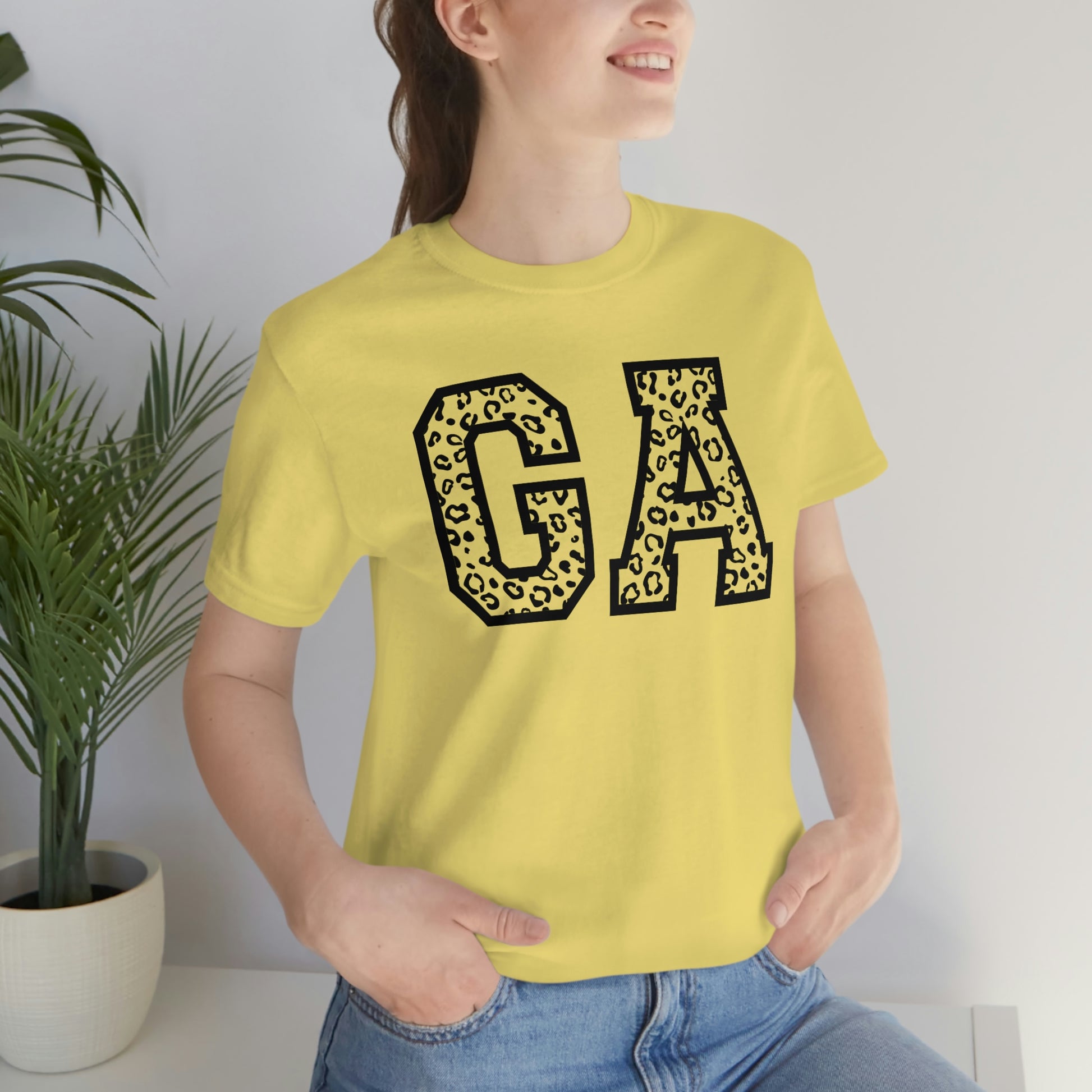 Georgia GA Leopard Print Letters Short Sleeve T-shirt