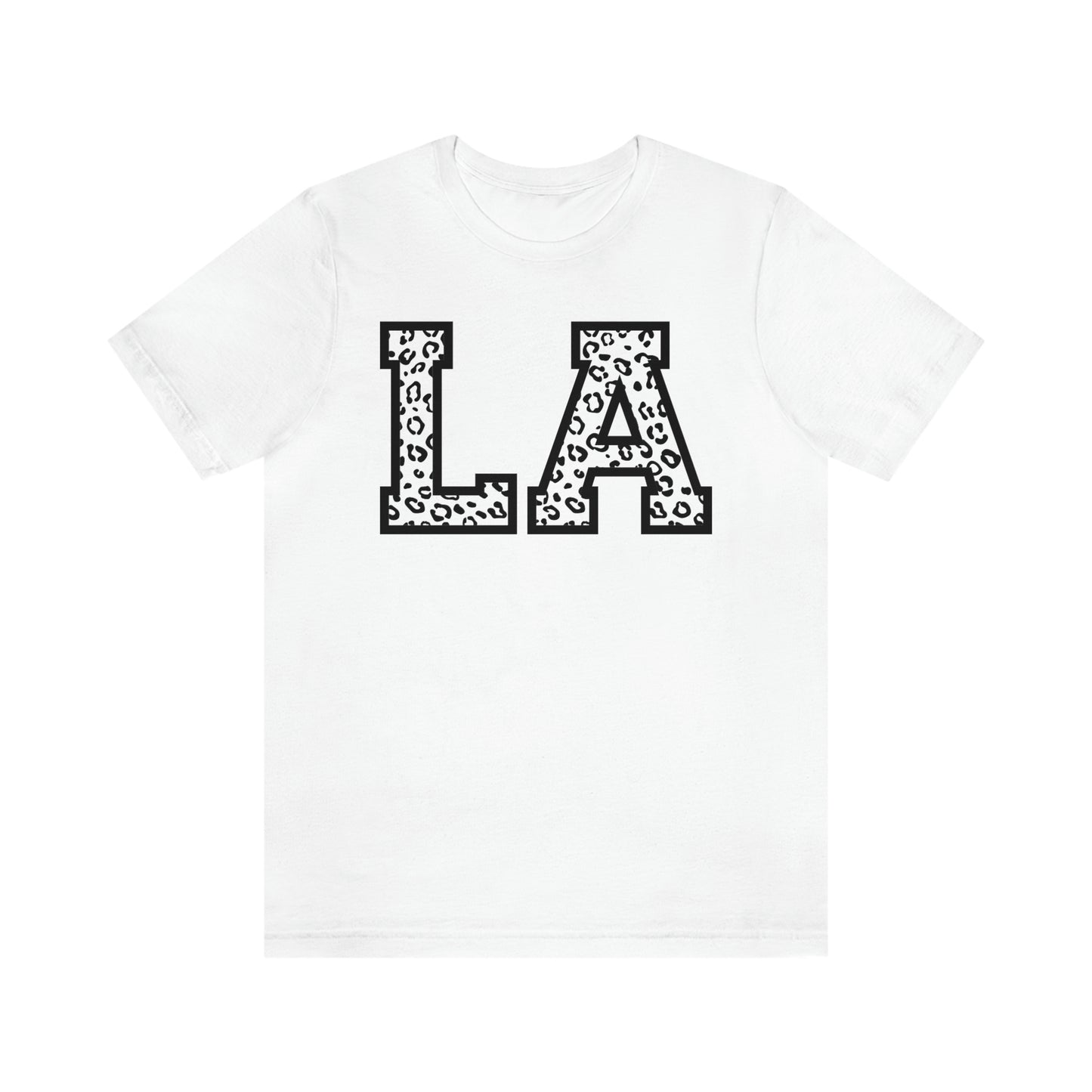 Louisiana LA Leopard Print Letters Short Sleeve T-shirt