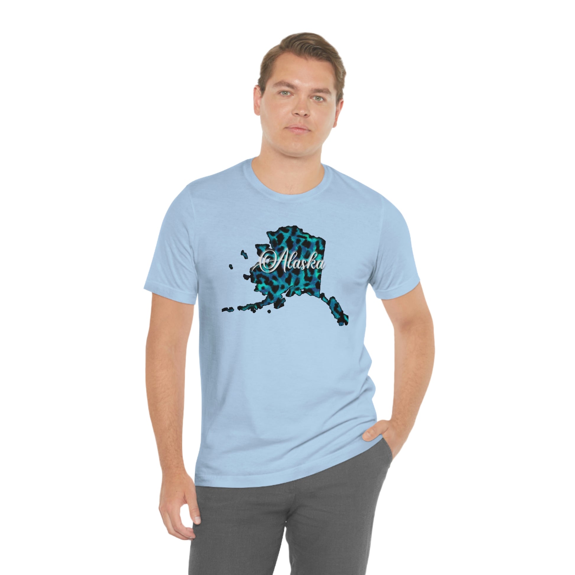 Alaska Blue Leopard Unisex Jersey Short Sleeve T-shirt