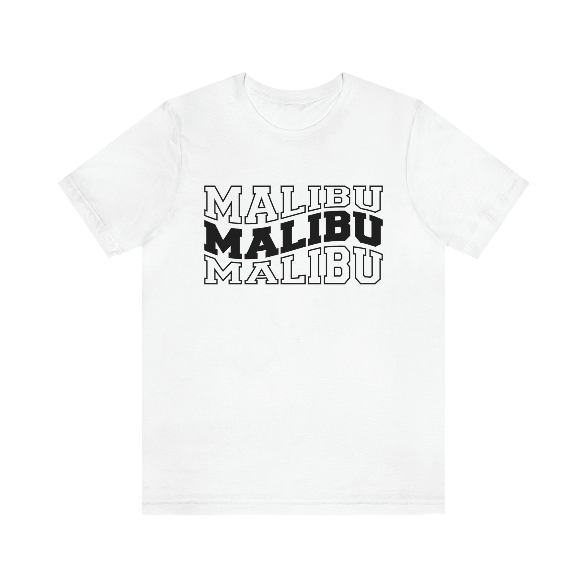 Malibu California Varsity Letters Wavy Unisex Jersey Short Sleeve Tee Tshirt T-shirt