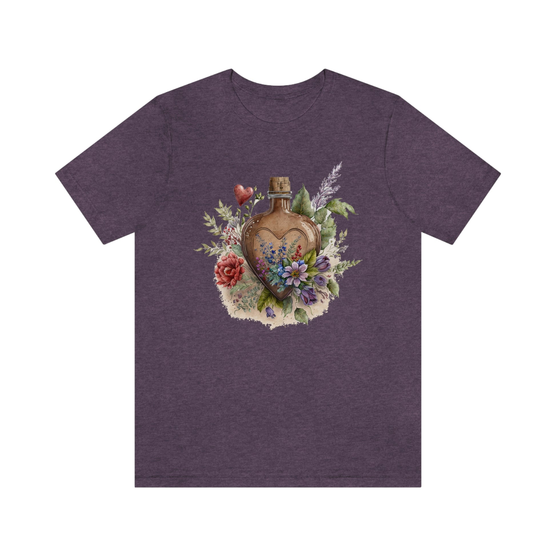 Vintage Bottle Floral Unisex Jersey Short Sleeve Tee