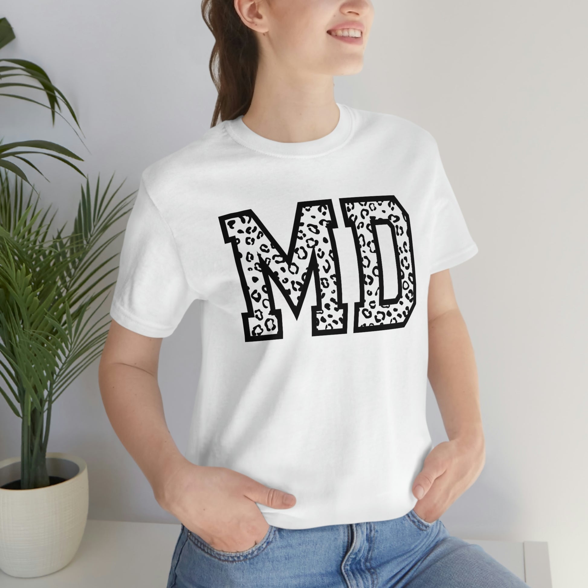 Maryland MD Leopard Print Letters Short Sleeve T-shirt