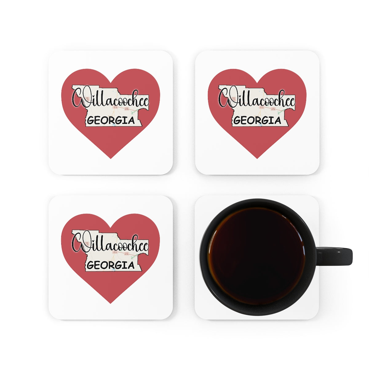 Willacoochee Georgia Corkwood Coaster Set