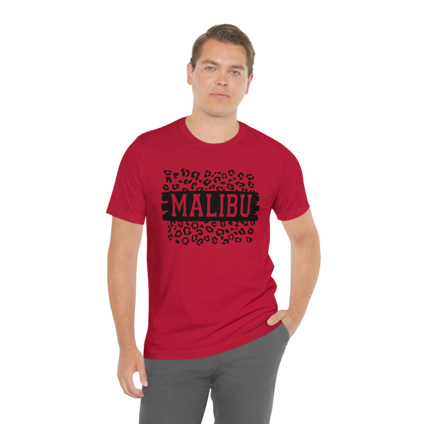 Malibu California Leopard Print Unisex Jersey Short Sleeve Tee Tshirt T-shirt