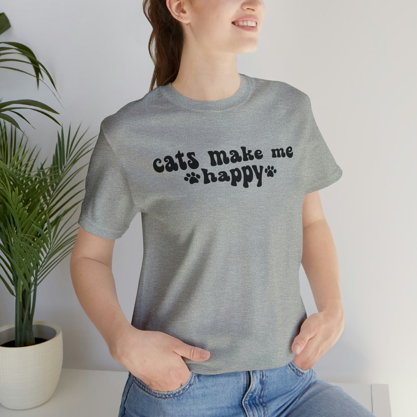 Cats Make Me Happy Short Sleeve T-shirt
