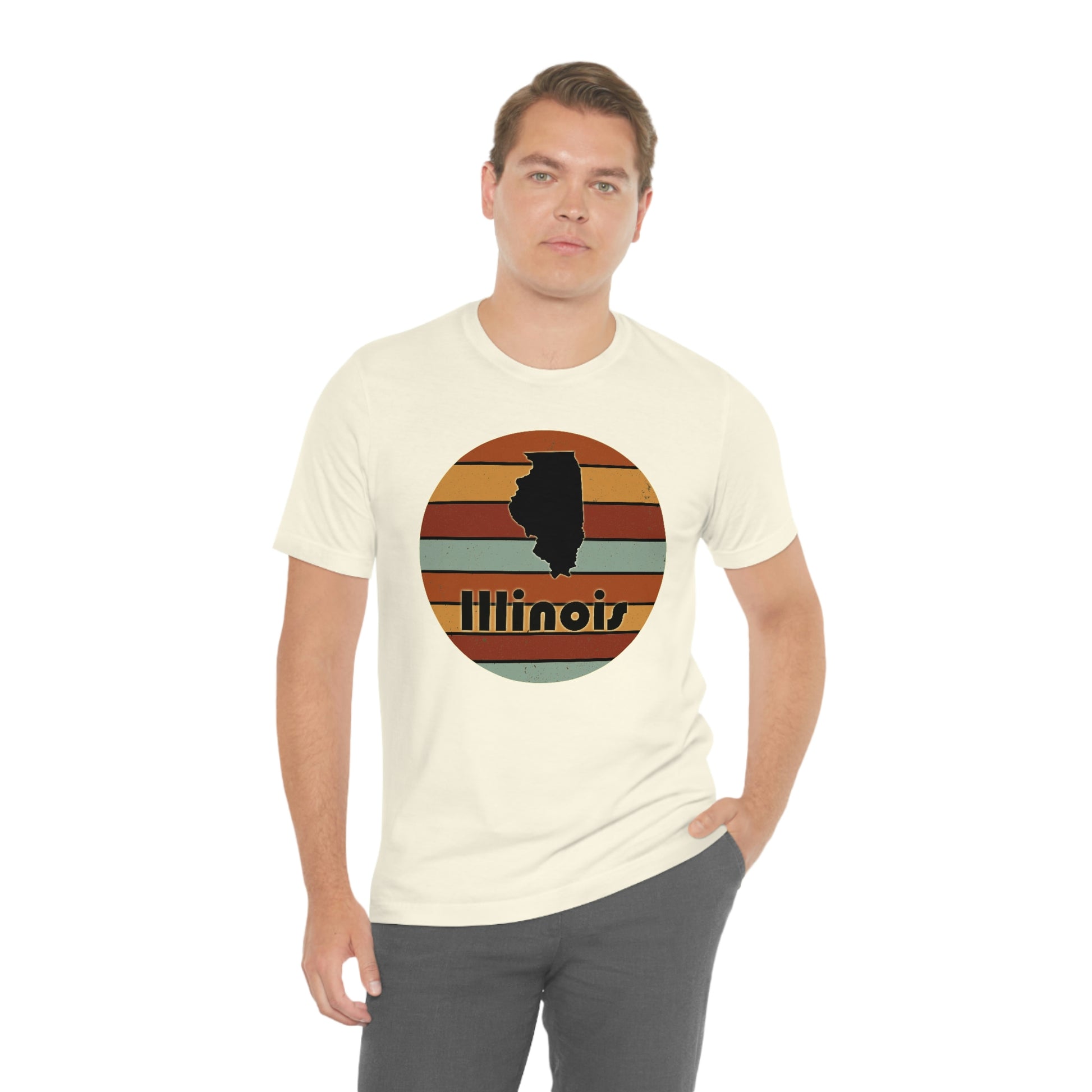 Illinois Retro Sunset Short Sleeve T-shirt