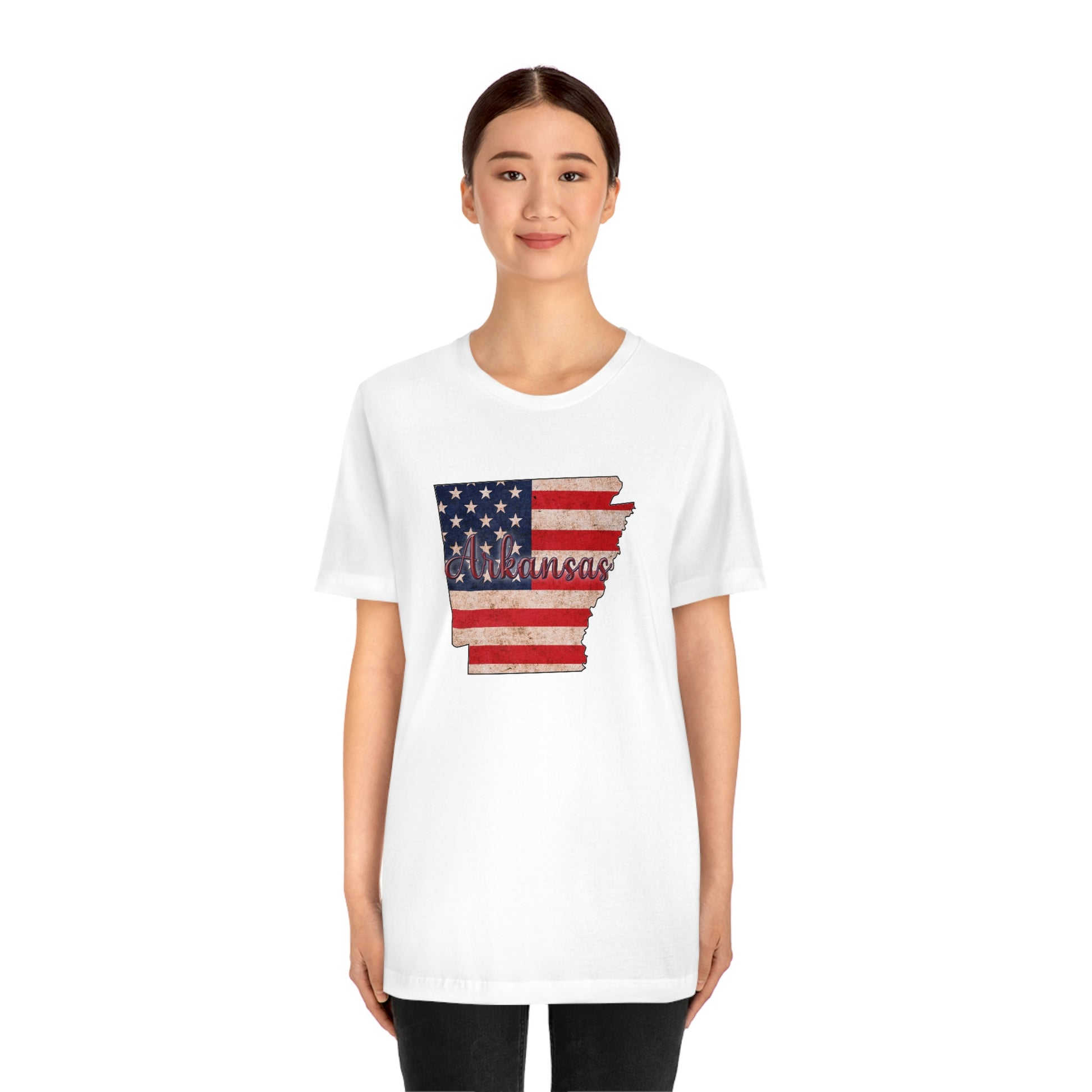 Arkansas US Flag Unisex Jersey Short Sleeve Tee Tshirt T-shirt