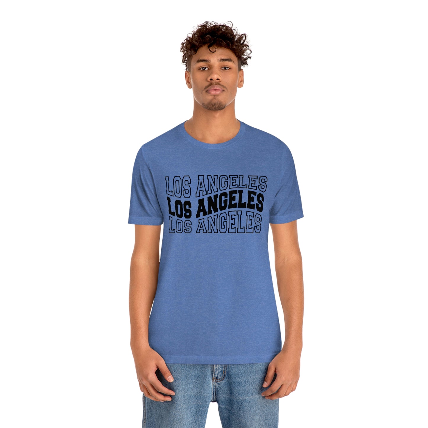 Los Angeles Varsity Letters Wavy Unisex Jersey Short Sleeve Tee Tshirt T-shirt