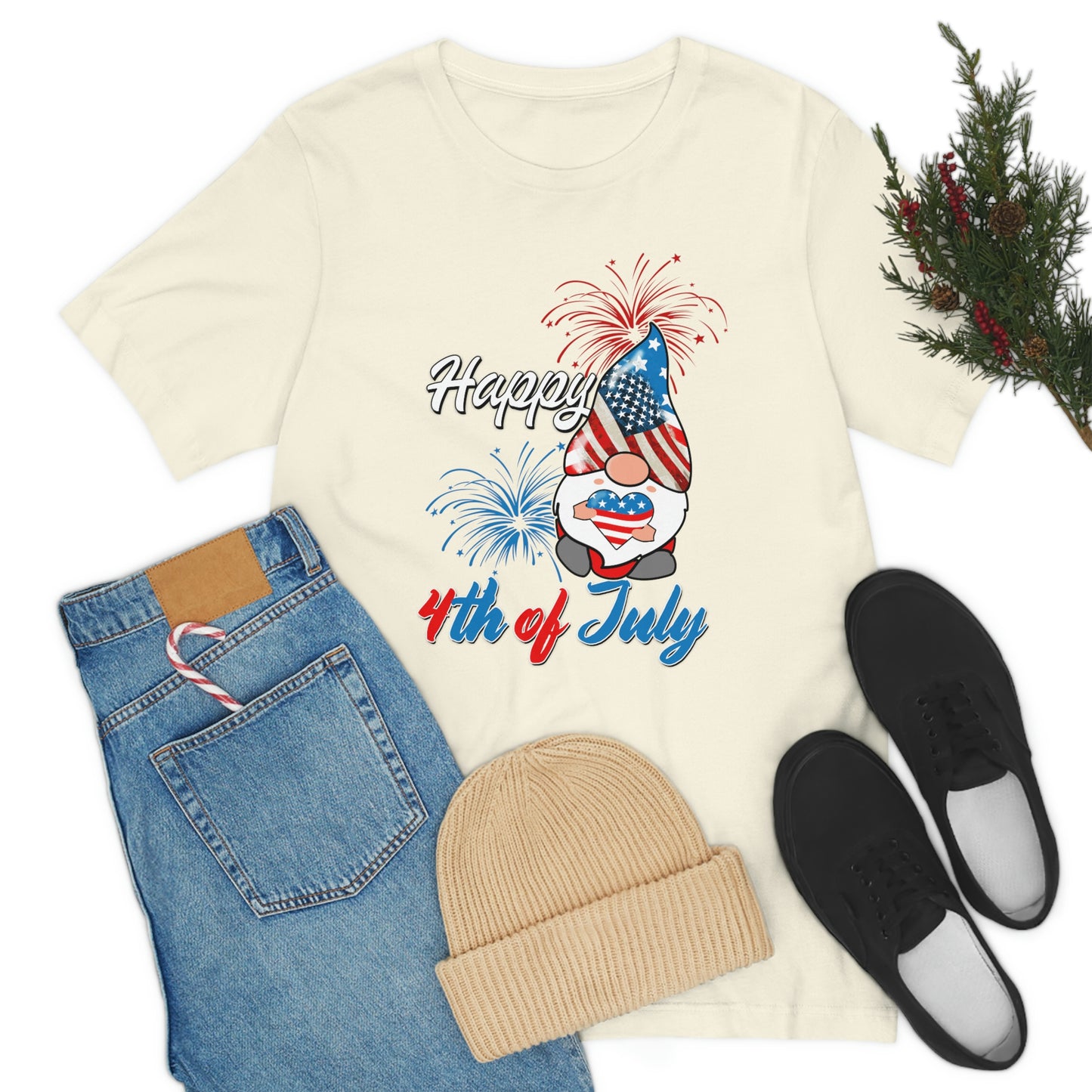 Gnome Happy 4th of July Independence Day Unisex Jersey Short Sleeve Tee