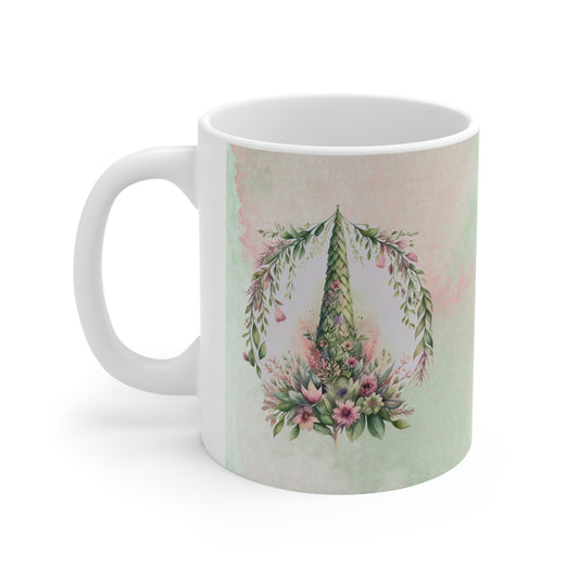 Spring Topiary Watercolor Ceramic Mug 11oz