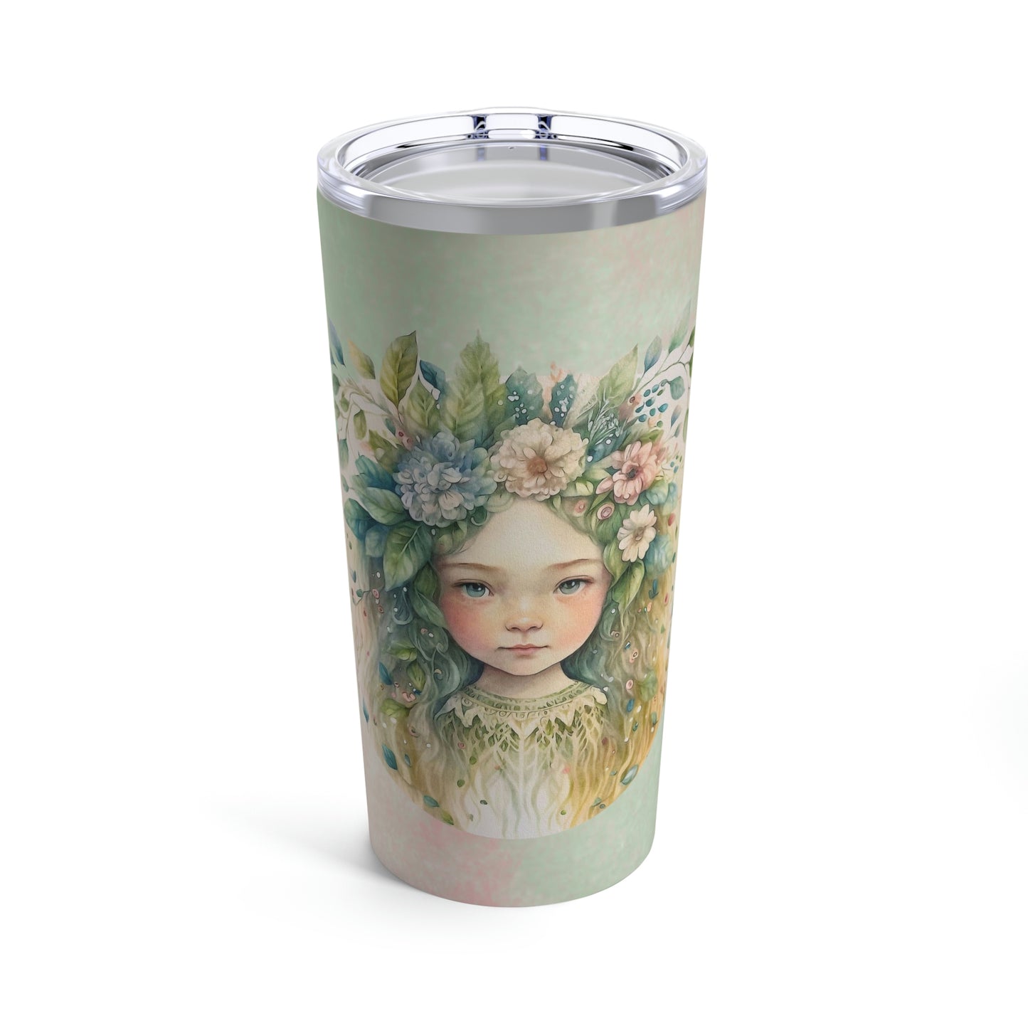 Girl Spring Flowers Watercolor Tumbler 20oz