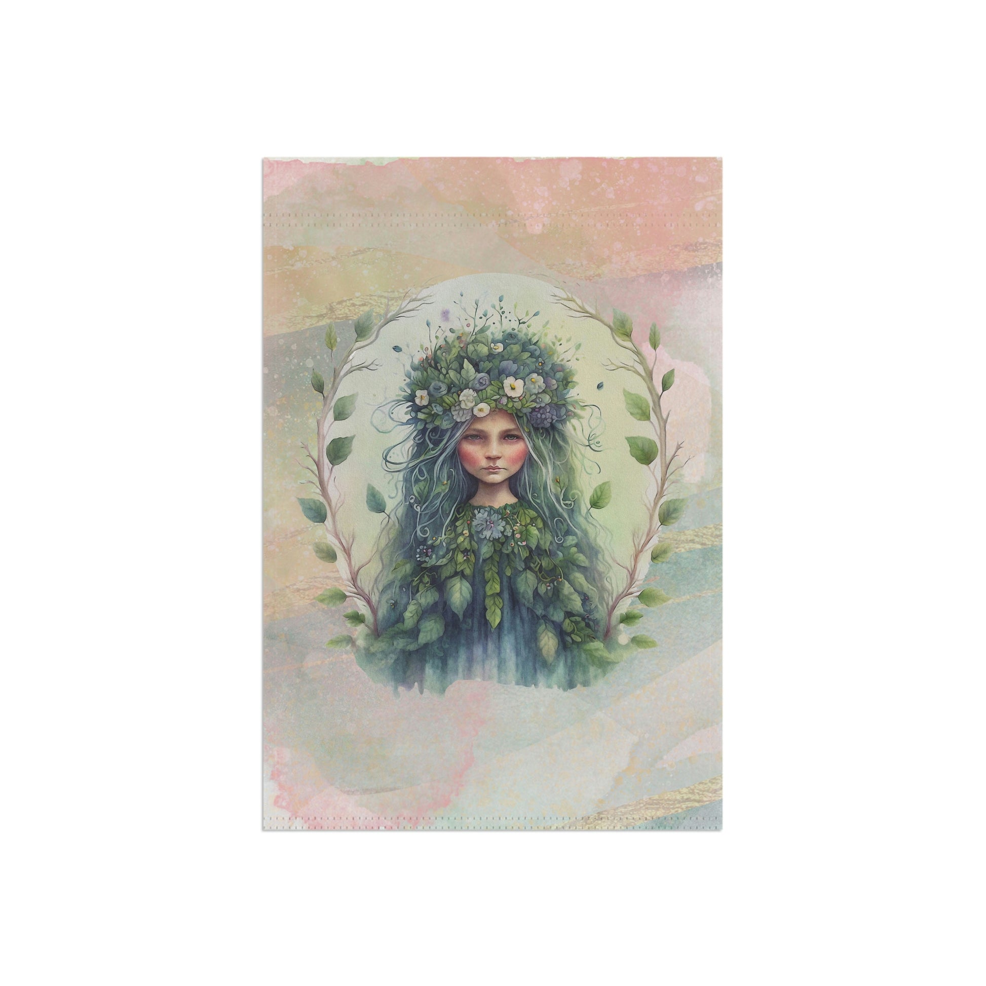 Spring Wood Sprite  Watercolor Garden & House Banner