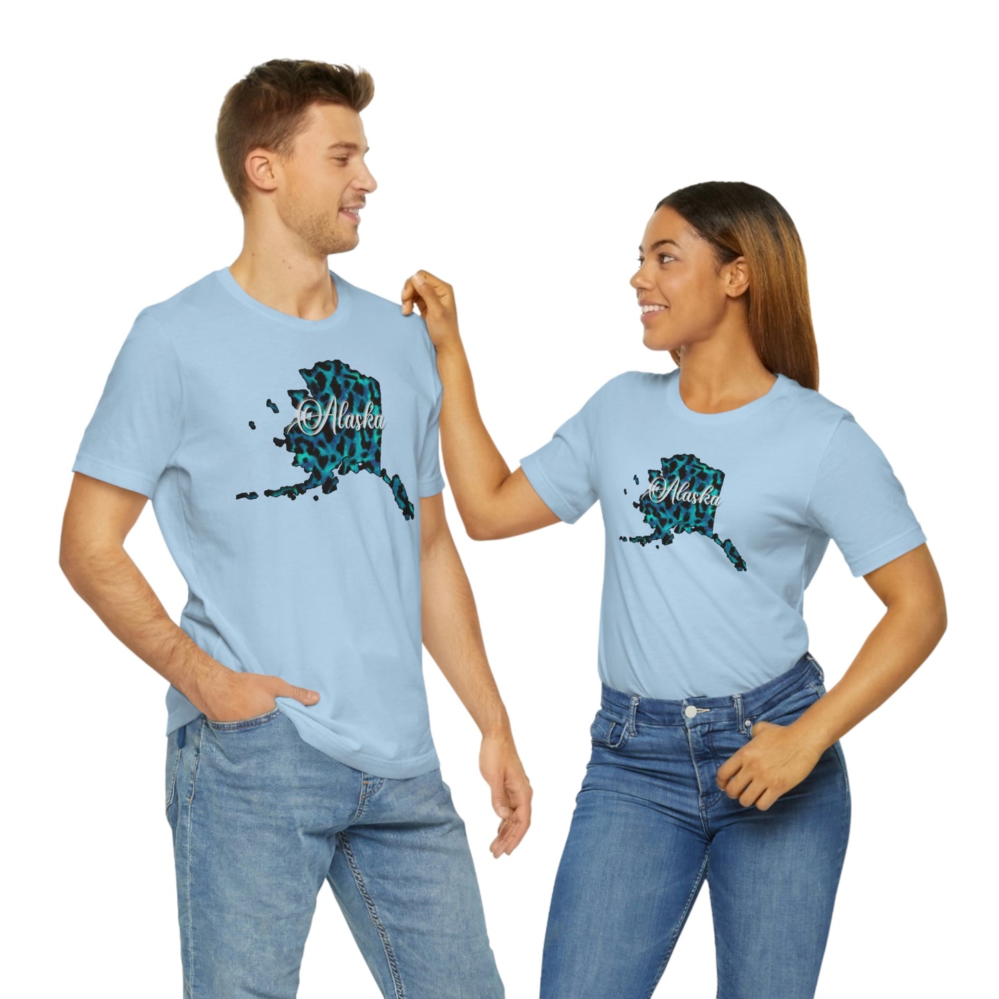 Alaska Blue Leopard Unisex Jersey Short Sleeve T-shirt