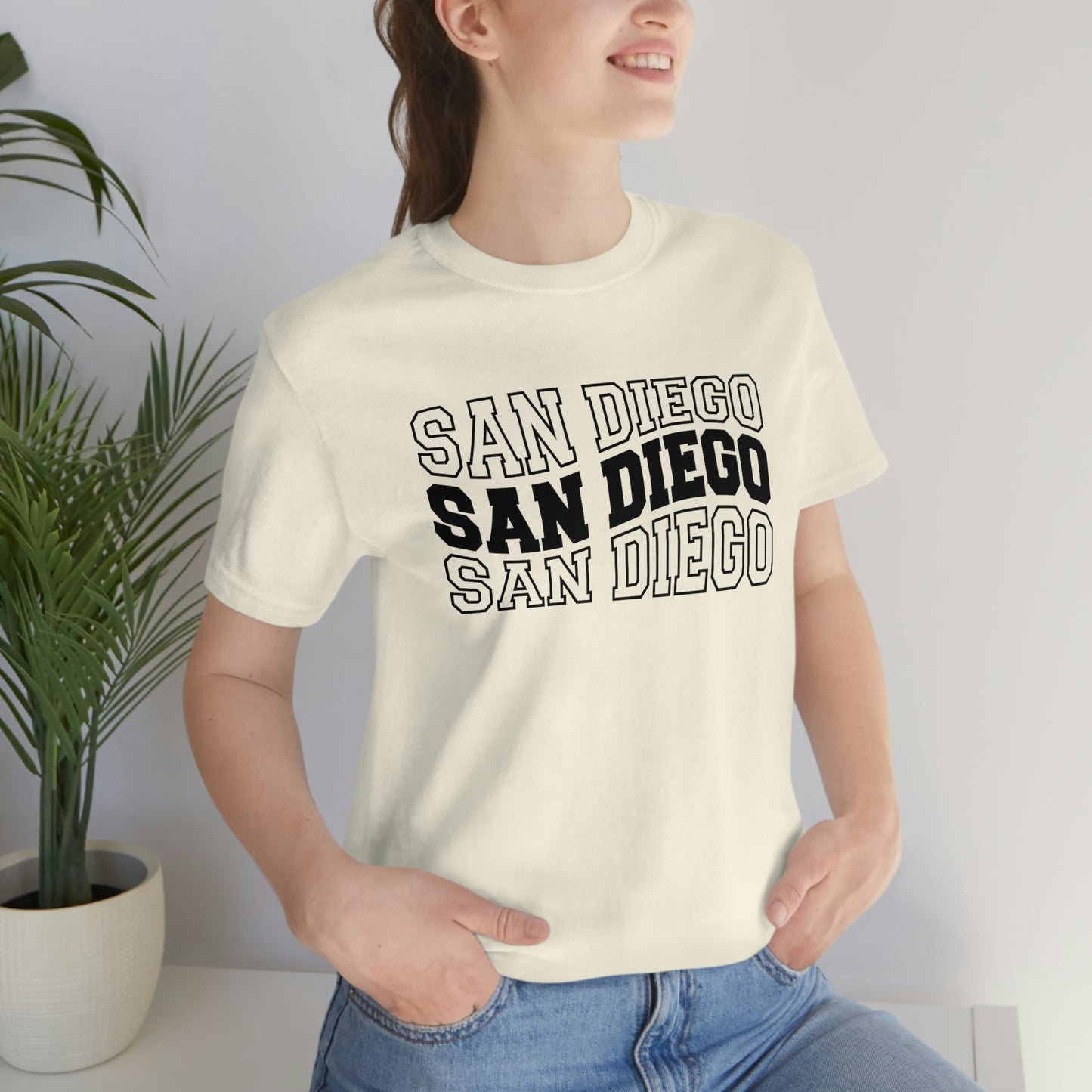 San Diego California Varsity Letters Wavy Unisex Jersey Short Sleeve Tee Tshirt T-shirt