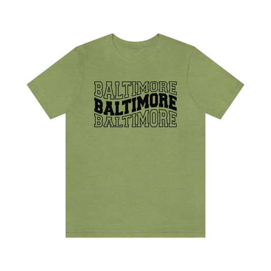 Baltimore Varsity Letters Triple Wavy Short Sleeve T-shirt