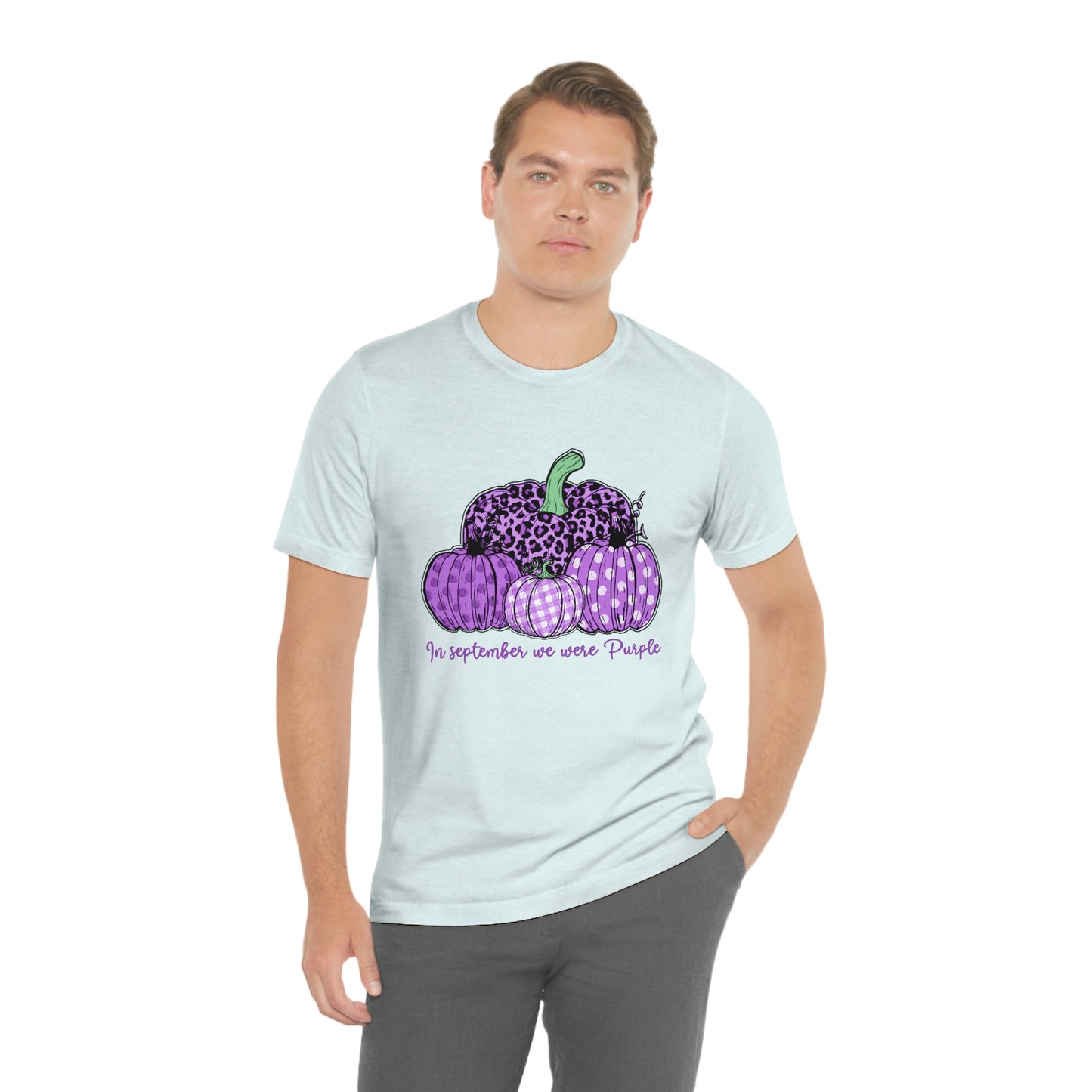 In September We Wear Purple Alzheimer's Print Unisex Jersey Short Sleeve Tee