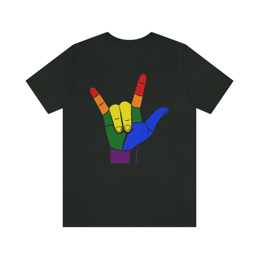 Hand Rainbow LGBTQIA Unisex Jersey Short Sleeve Tee
