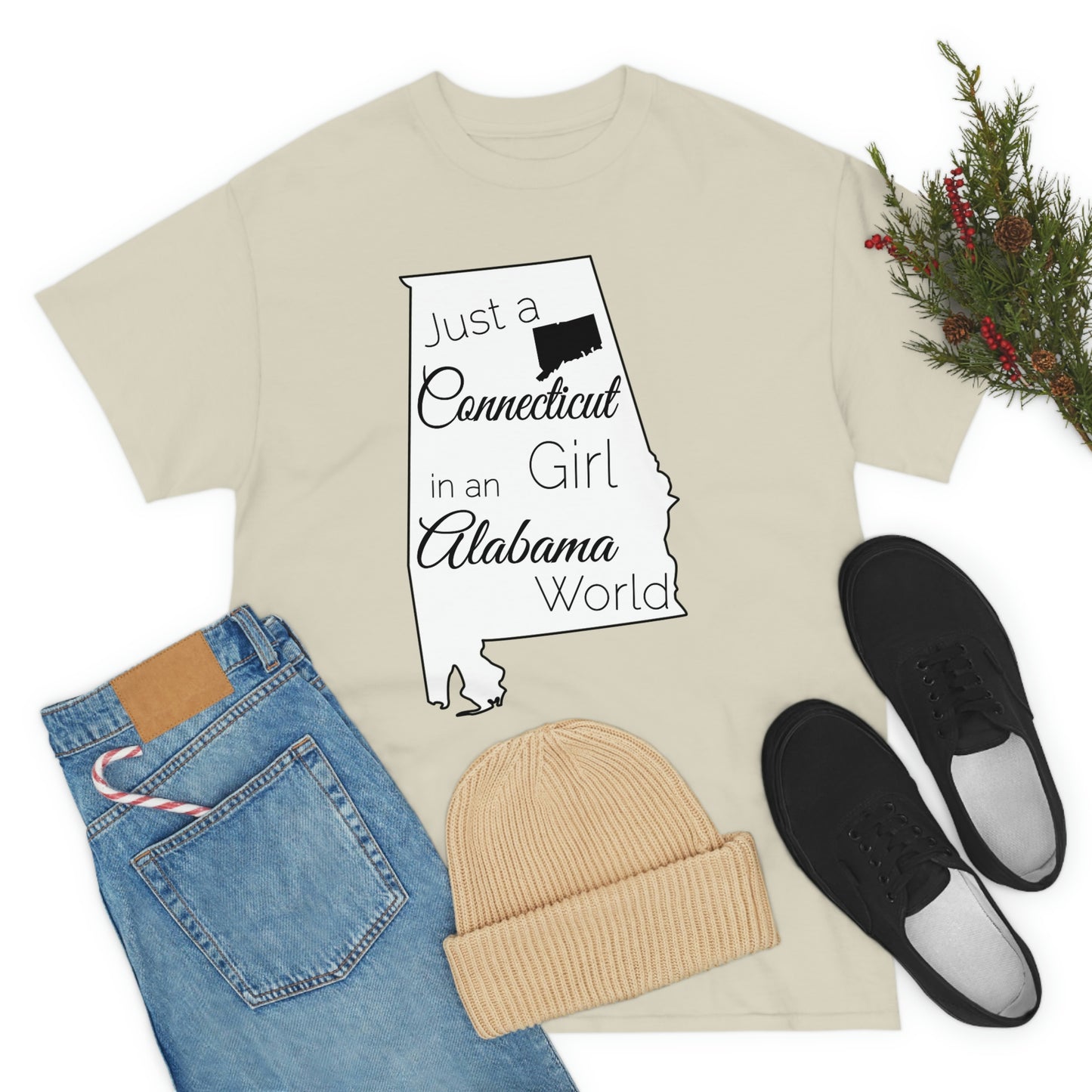 Just a Connecticut Girl in an Alabama World Unisex Heavy Cotton Tee