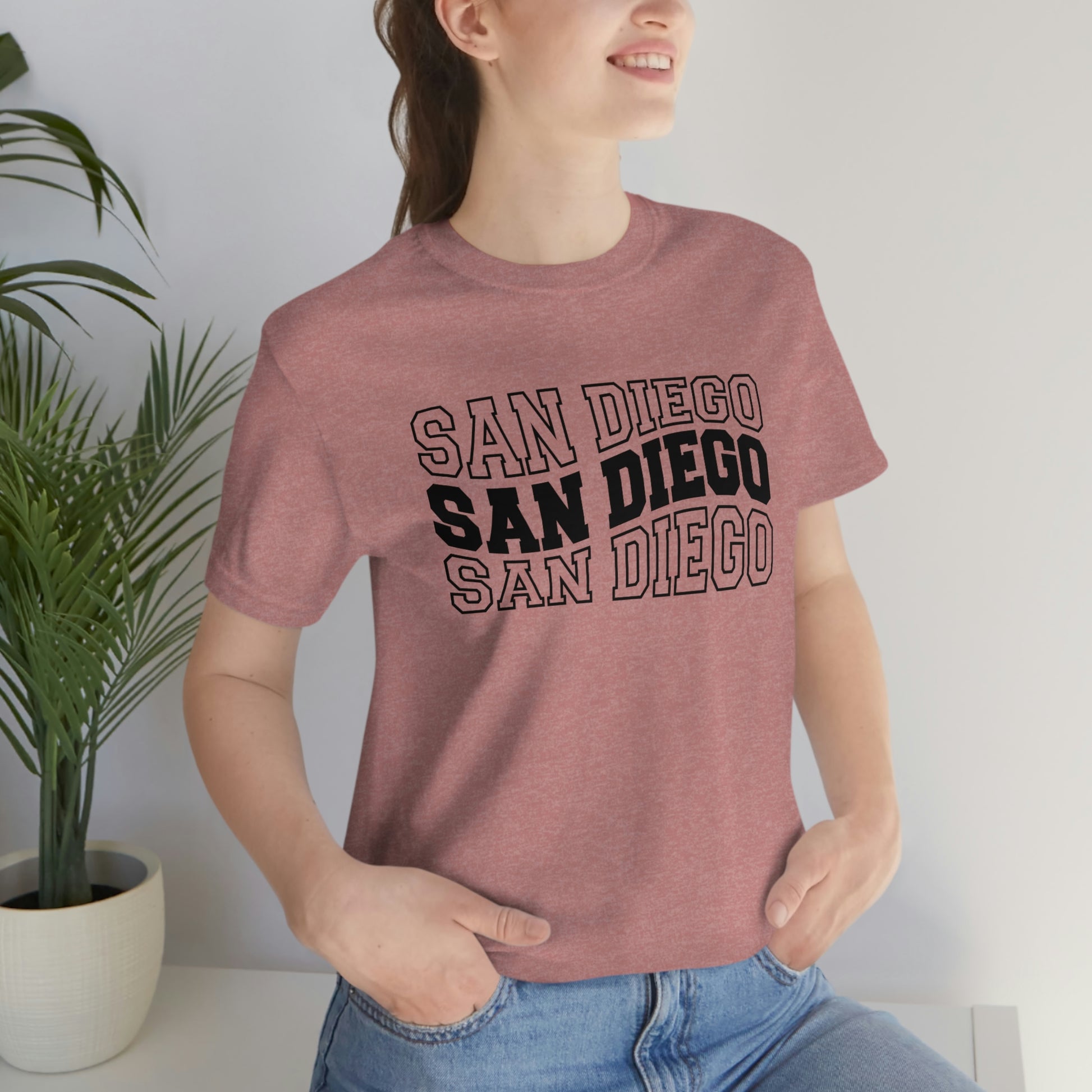 San Diego California Varsity Letters Wavy Unisex Jersey Short Sleeve Tee Tshirt T-shirt