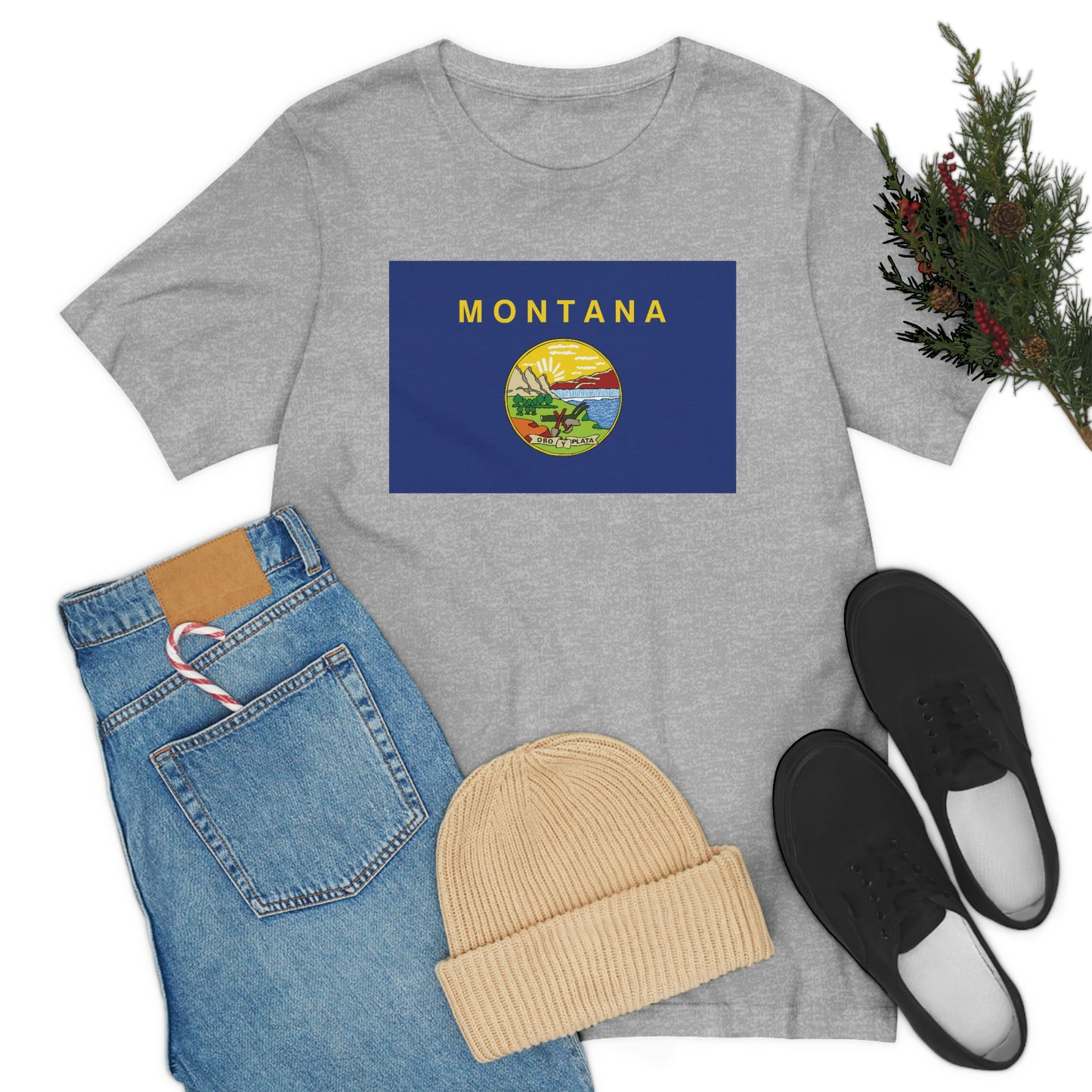 Montana Flag Unisex Jersey Short Sleeve Tee Tshirt T-shirt