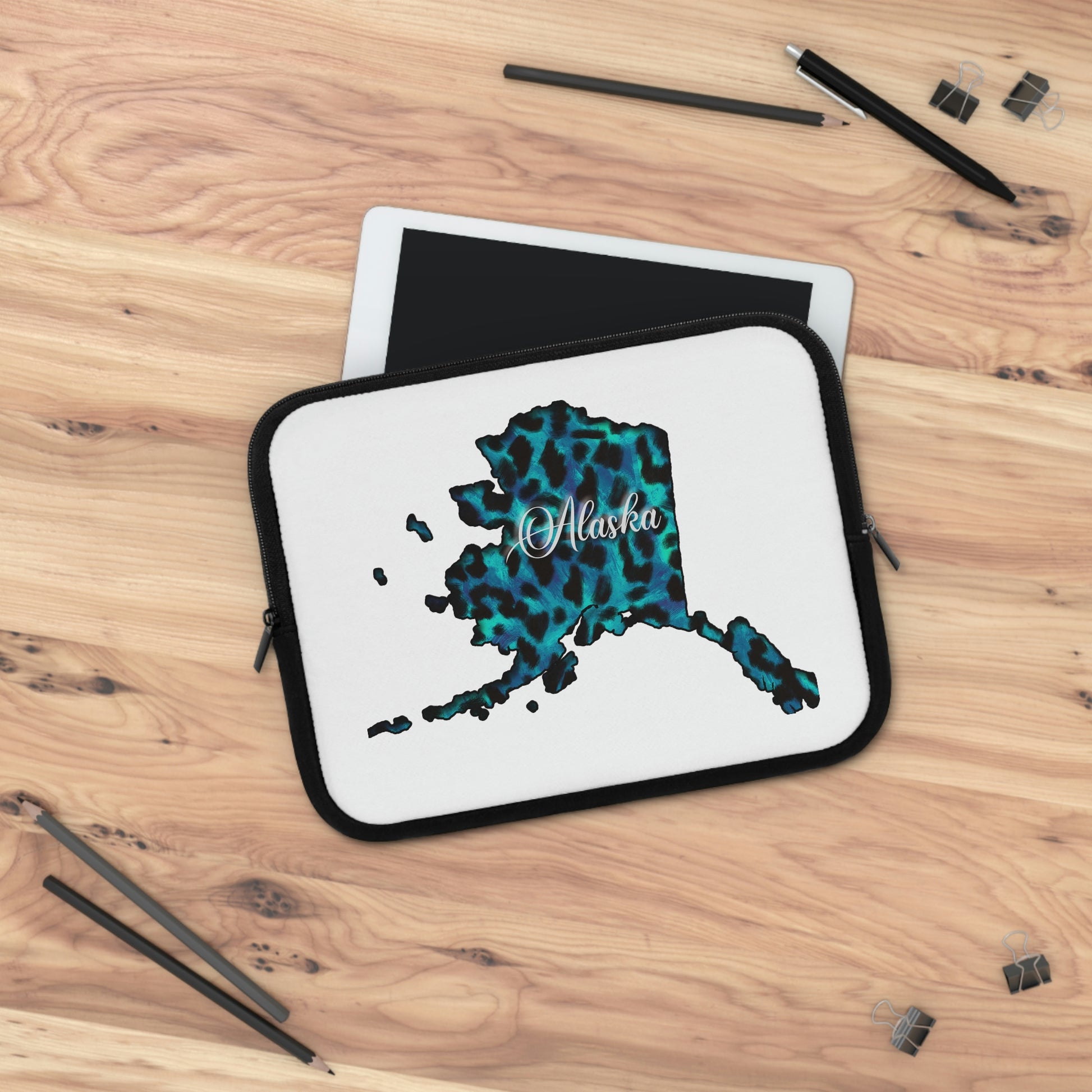 Alaska Blue Leopard Print Laptop Sleeve