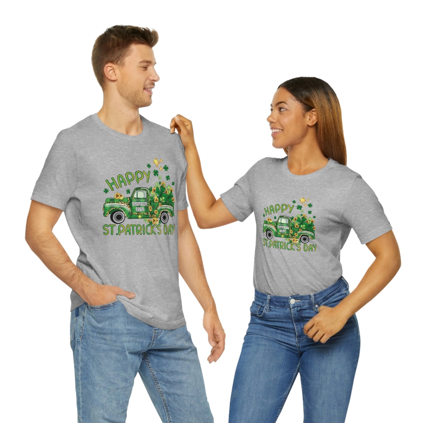 Happy St. Patrick's Day Shamrock Farms Truck Unisex Jersey Short Sleeve Tee