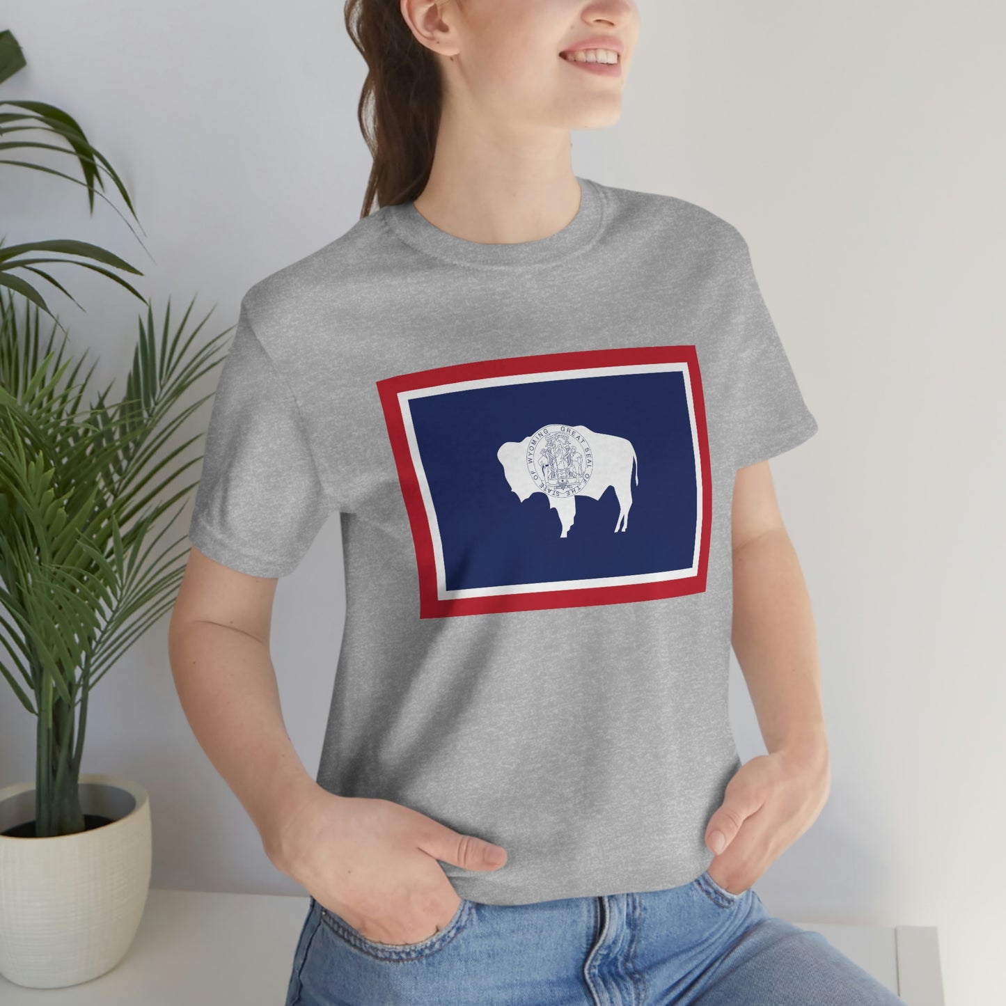Wyoming Flag Unisex Jersey Short Sleeve Tee Tshirt T-shirt