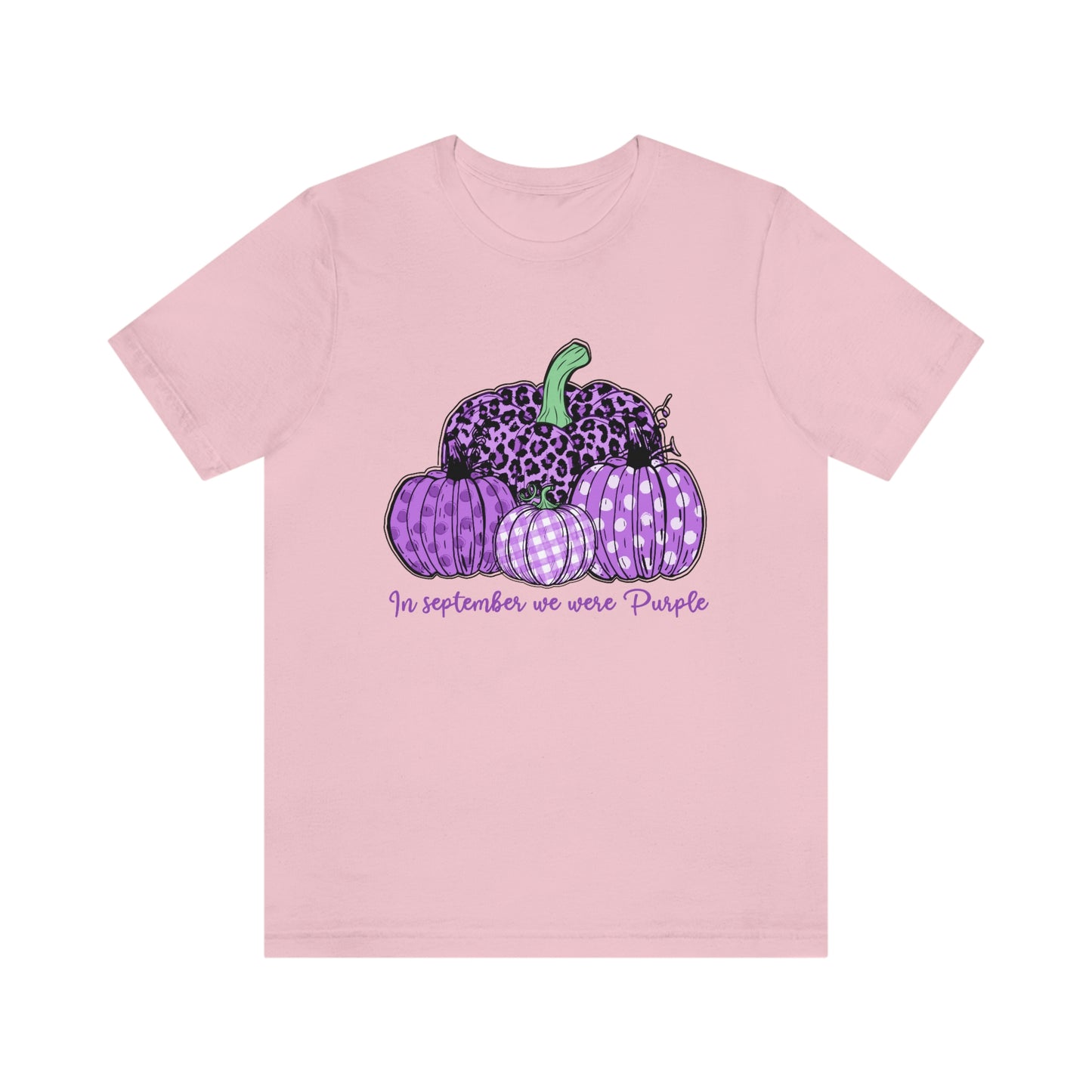 In September We Wear Purple Alzheimer's Print Unisex Jersey Short Sleeve Tee