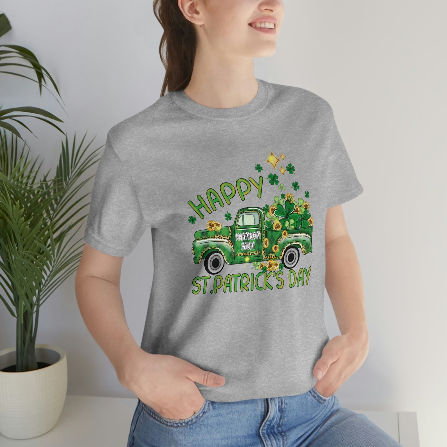 Happy St. Patrick's Day Shamrock Farms Truck Unisex Jersey Short Sleeve Tee