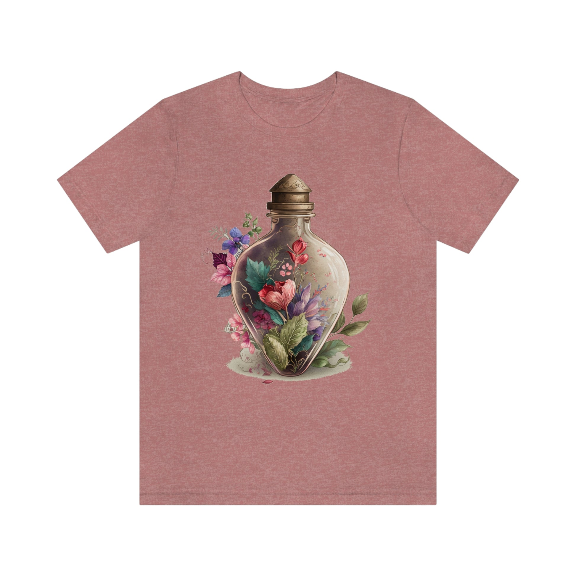 Vintage Bottle Floral Unisex Jersey Short Sleeve Tee