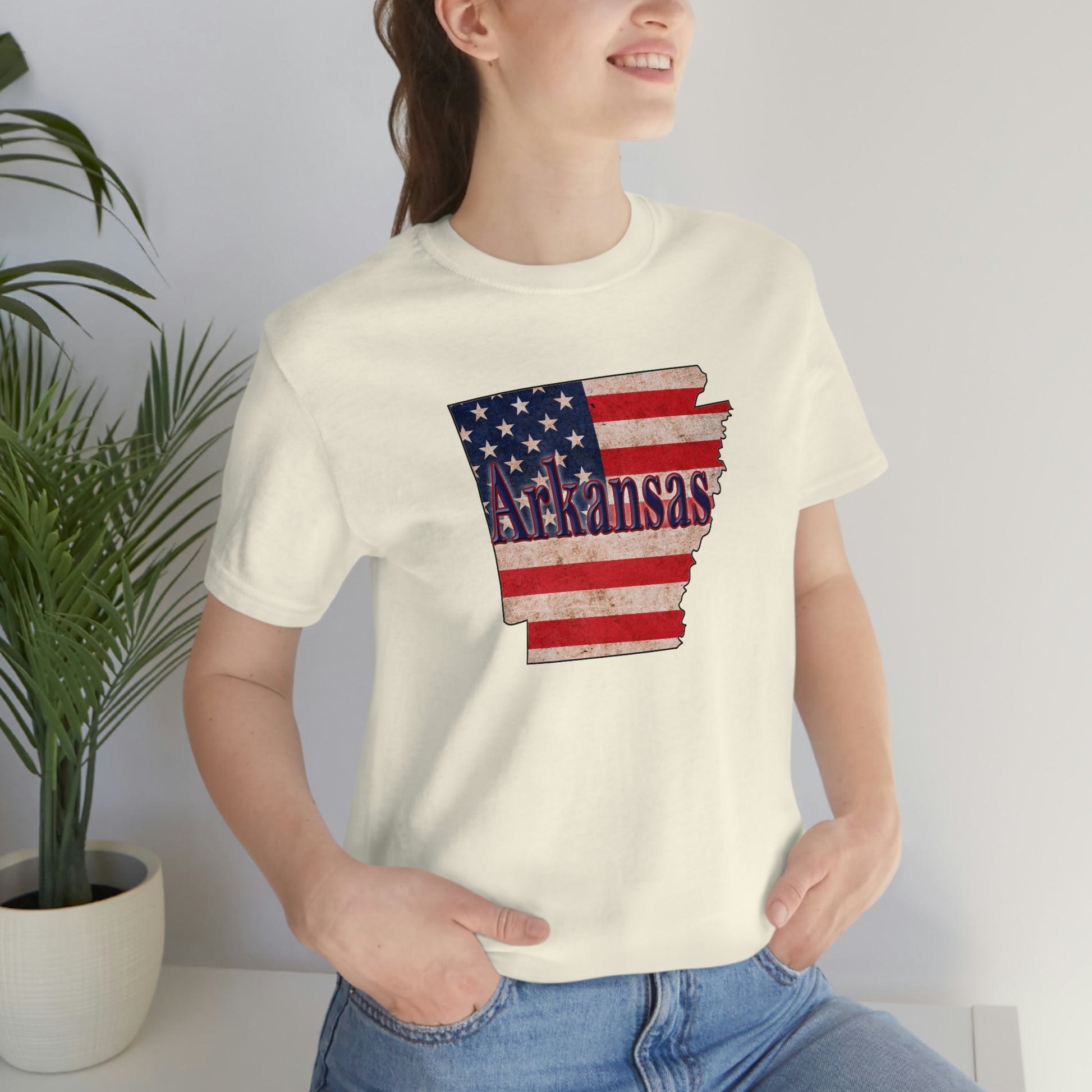 Arkansas US Flag Unisex Jersey Short Sleeve Tee Tshirt T-shirt