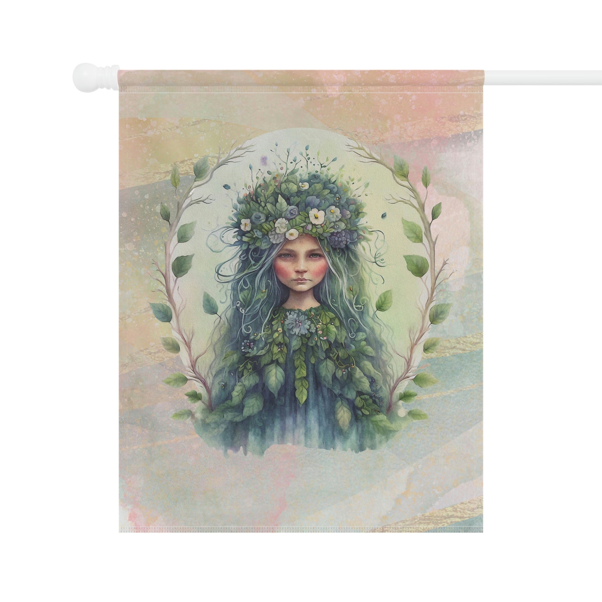 Spring Wood Sprite  Watercolor Garden & House Banner