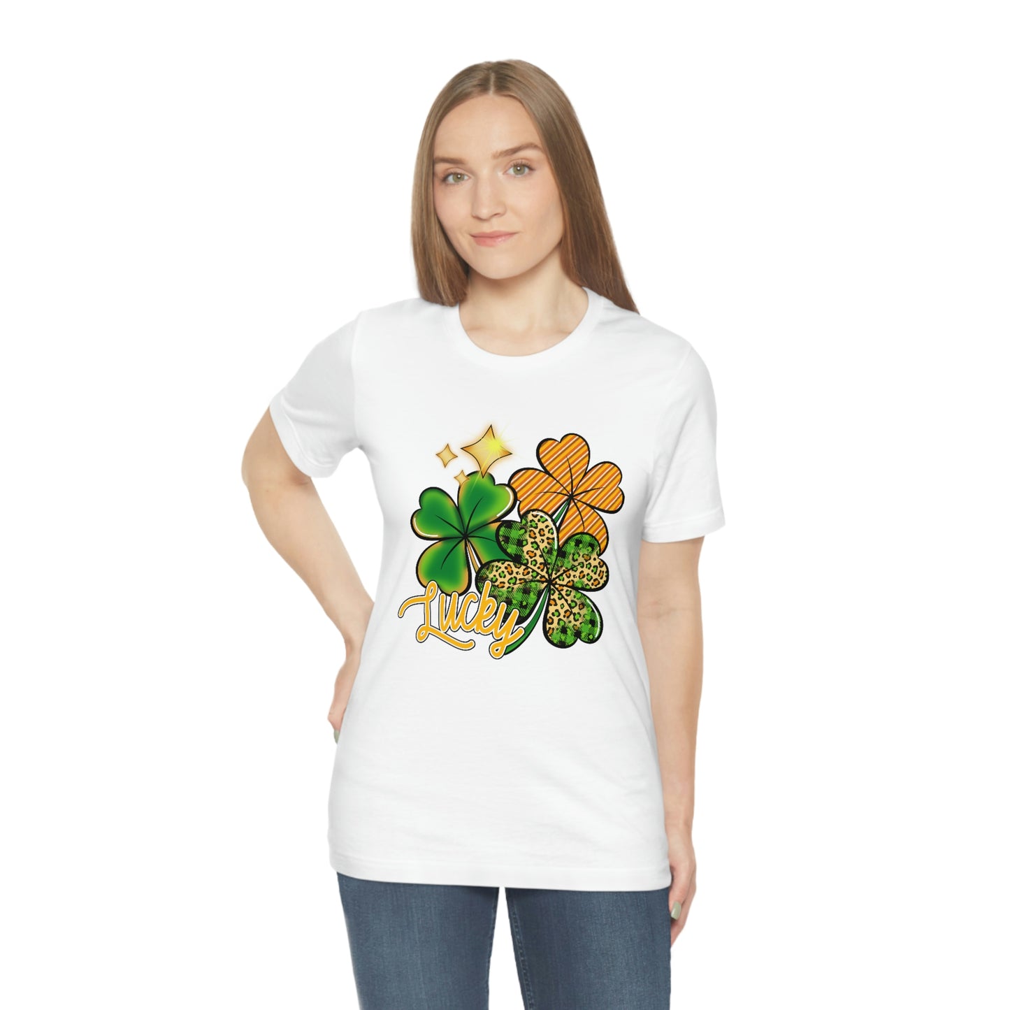 Lucky Shamrock Four Leaf Clover St. Patrick's Day Unisex Jersey Short Sleeve Tee
