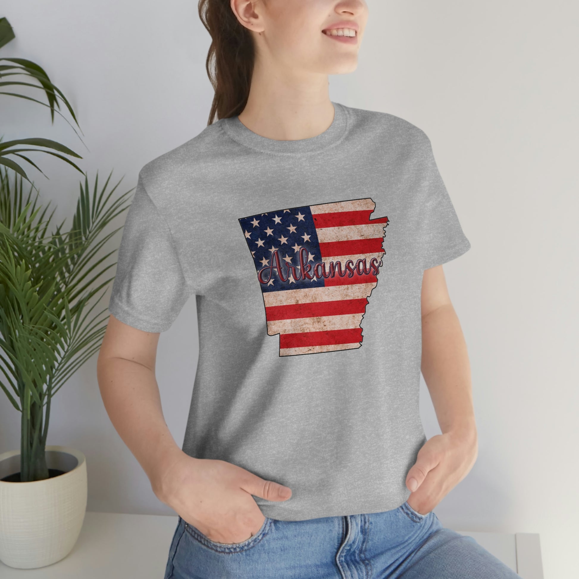 Arkansas US Flag Unisex Jersey Short Sleeve Tee Tshirt T-shirt