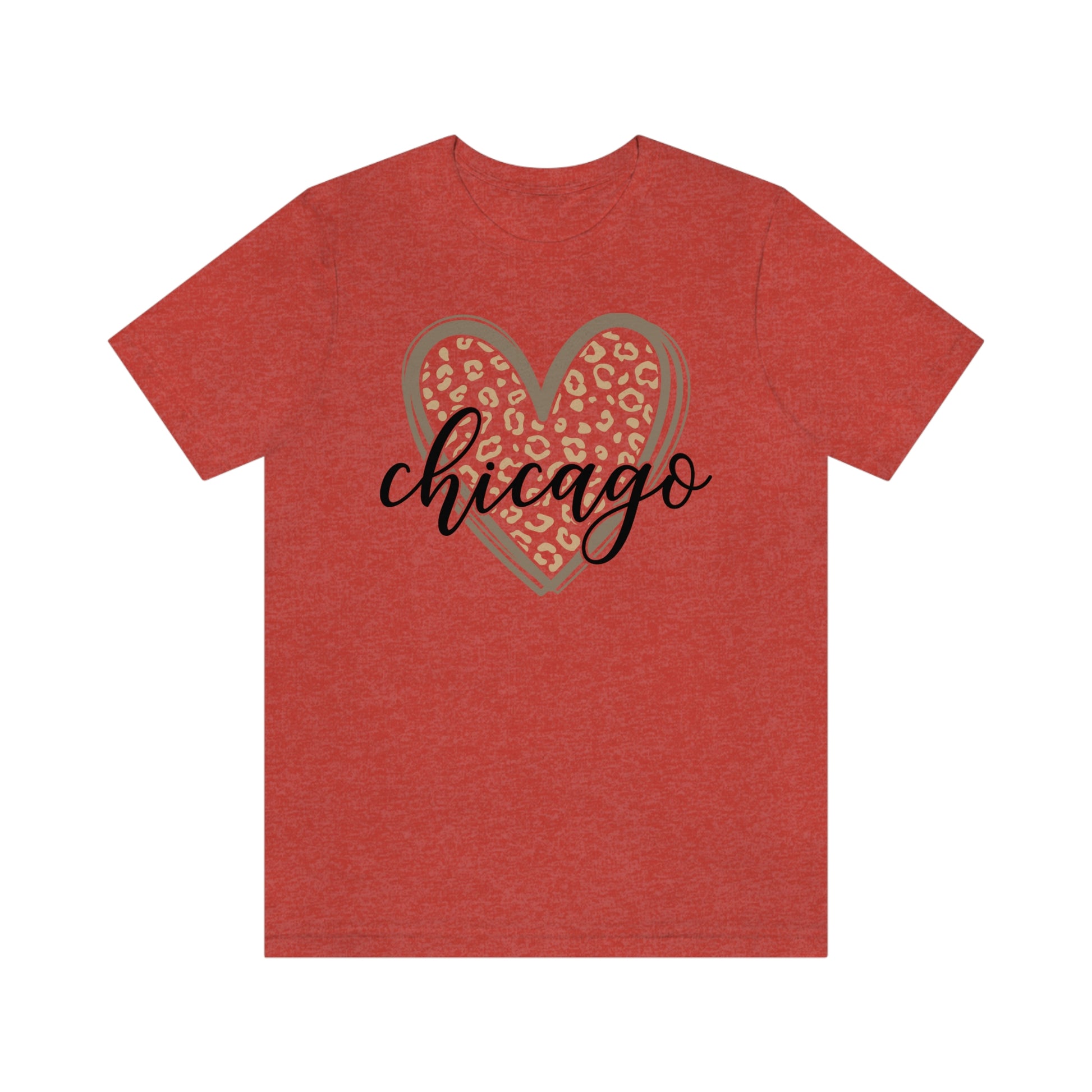 Chicago Gold Leopard Heart Black Script Short Sleeve T-shirt