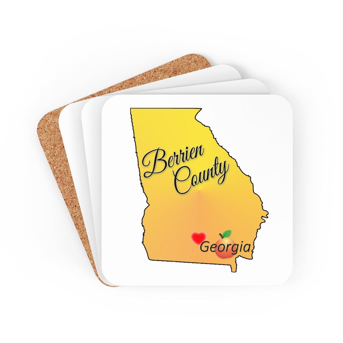 Berrien County Georgia Corkwood Coaster Set