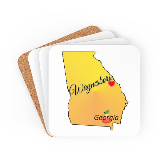 Waynesboro Georgia Corkwood Coaster Set