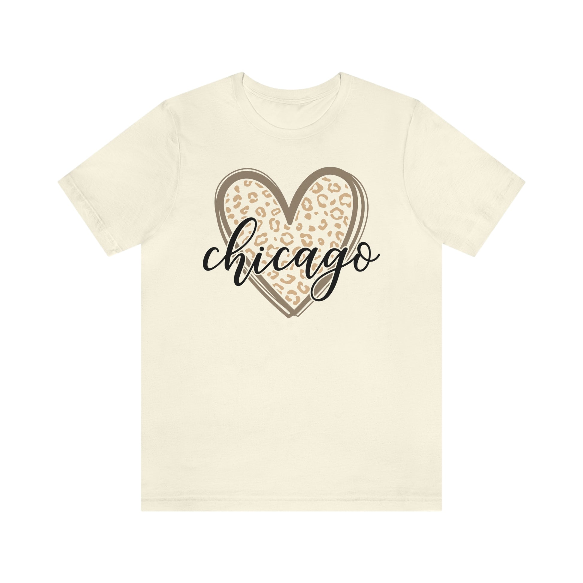 Chicago Gold Leopard Heart Black Script Short Sleeve T-shirt