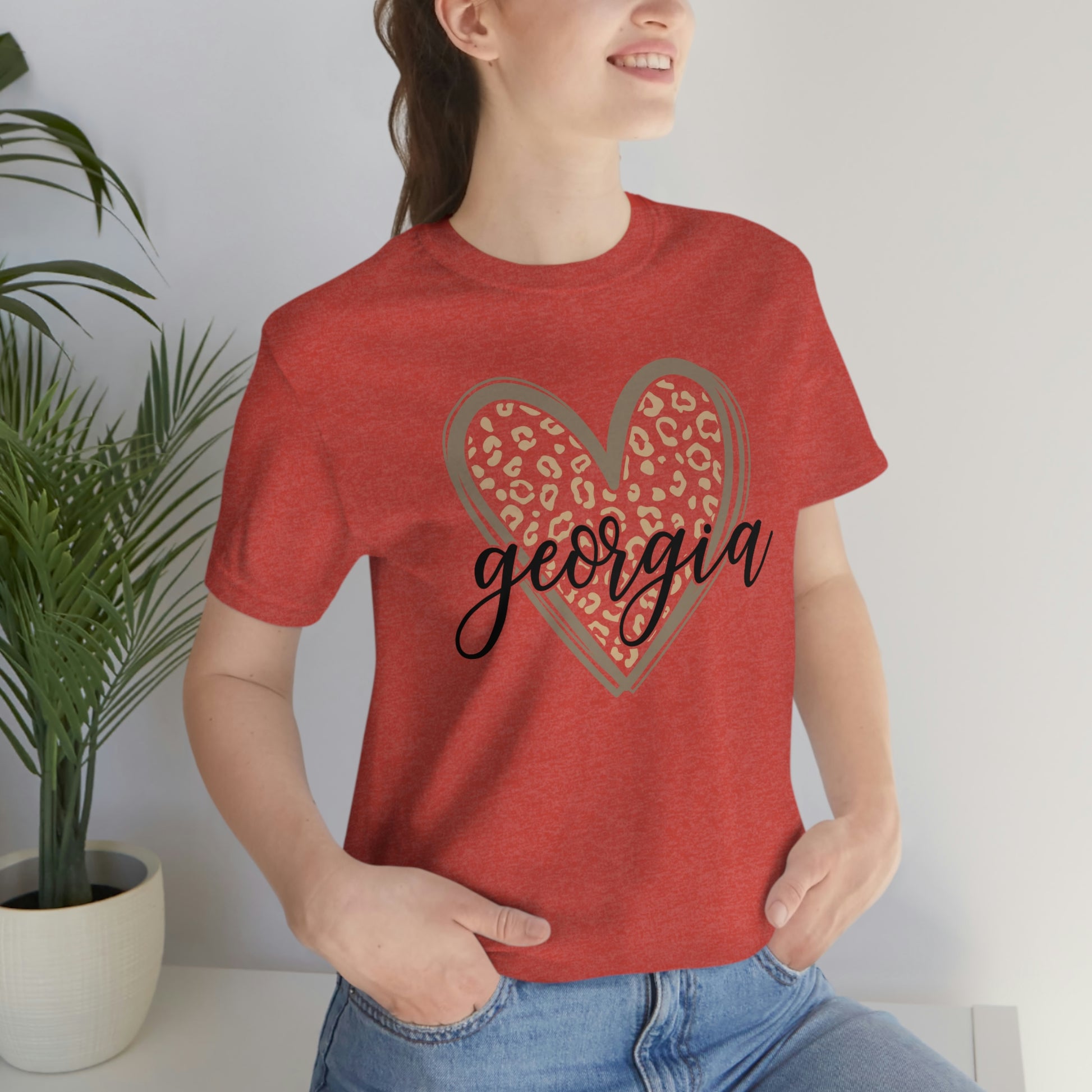 Georgia Gold Leopard Heart Black Script Short Sleeve T-shirt