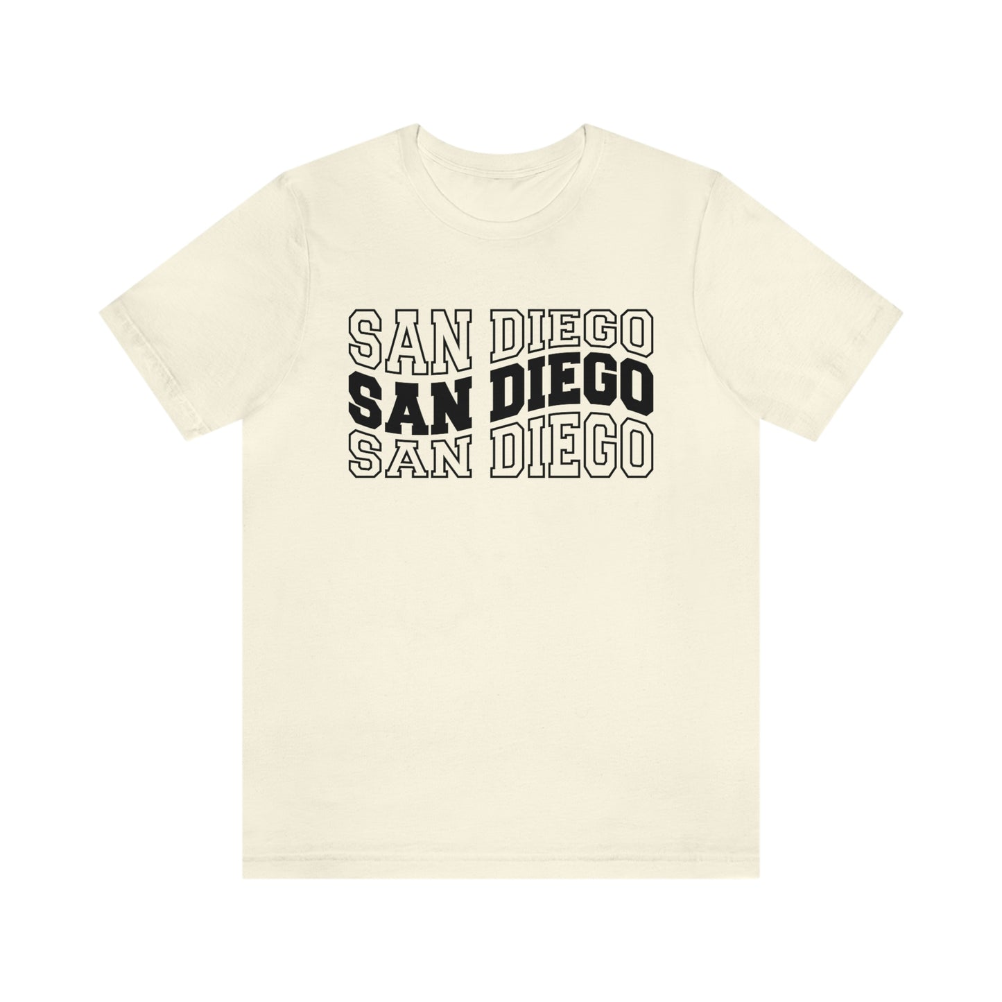 San Diego California Varsity Letters Wavy Unisex Jersey Short Sleeve Tee Tshirt T-shirt