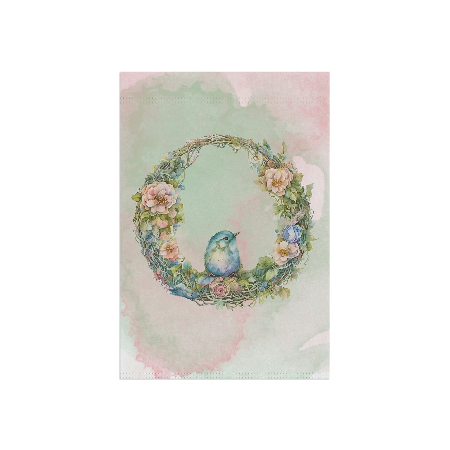 Bird in Wreath  Watercolor Garden & House Banner