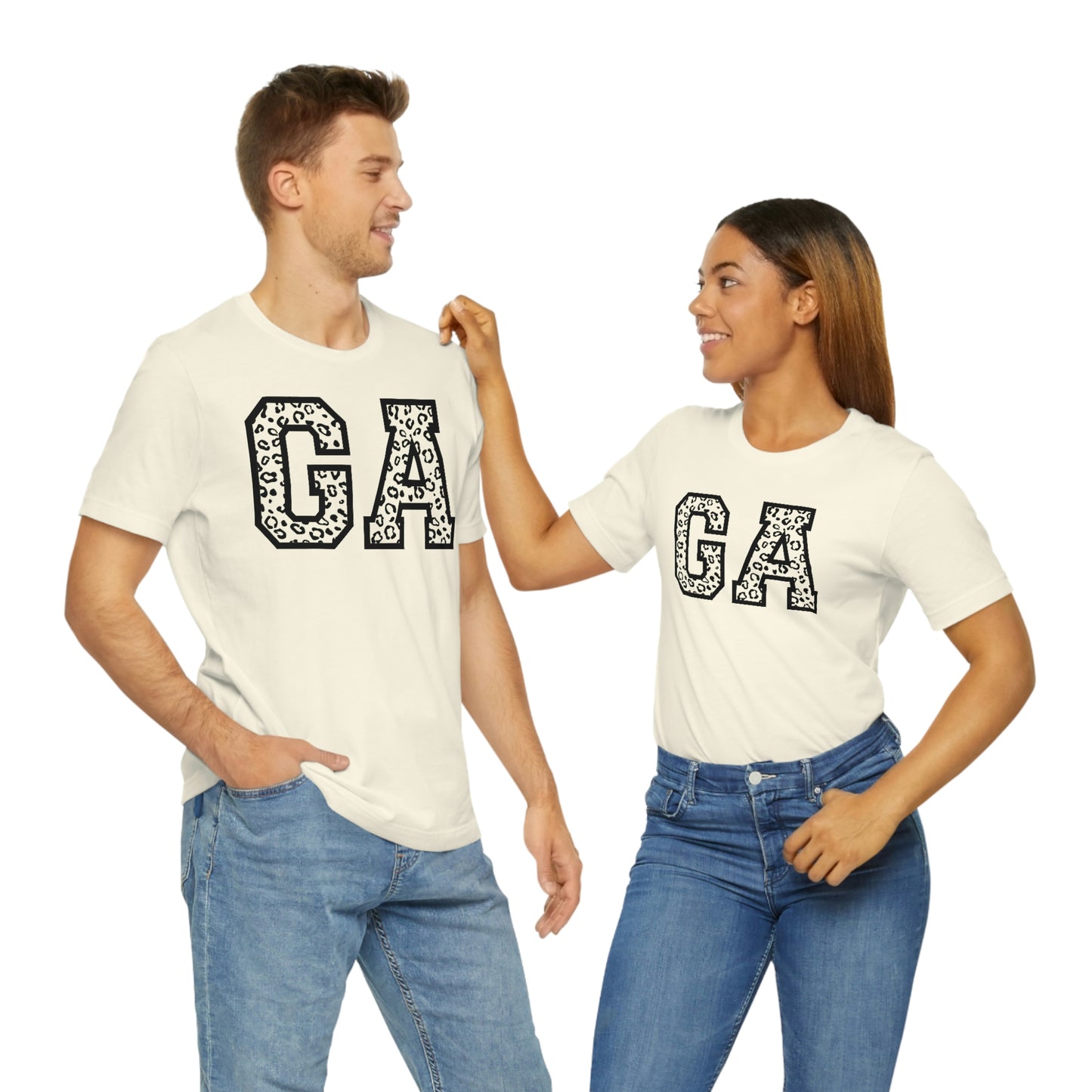 Georgia GA Leopard Print Letters Short Sleeve T-shirt