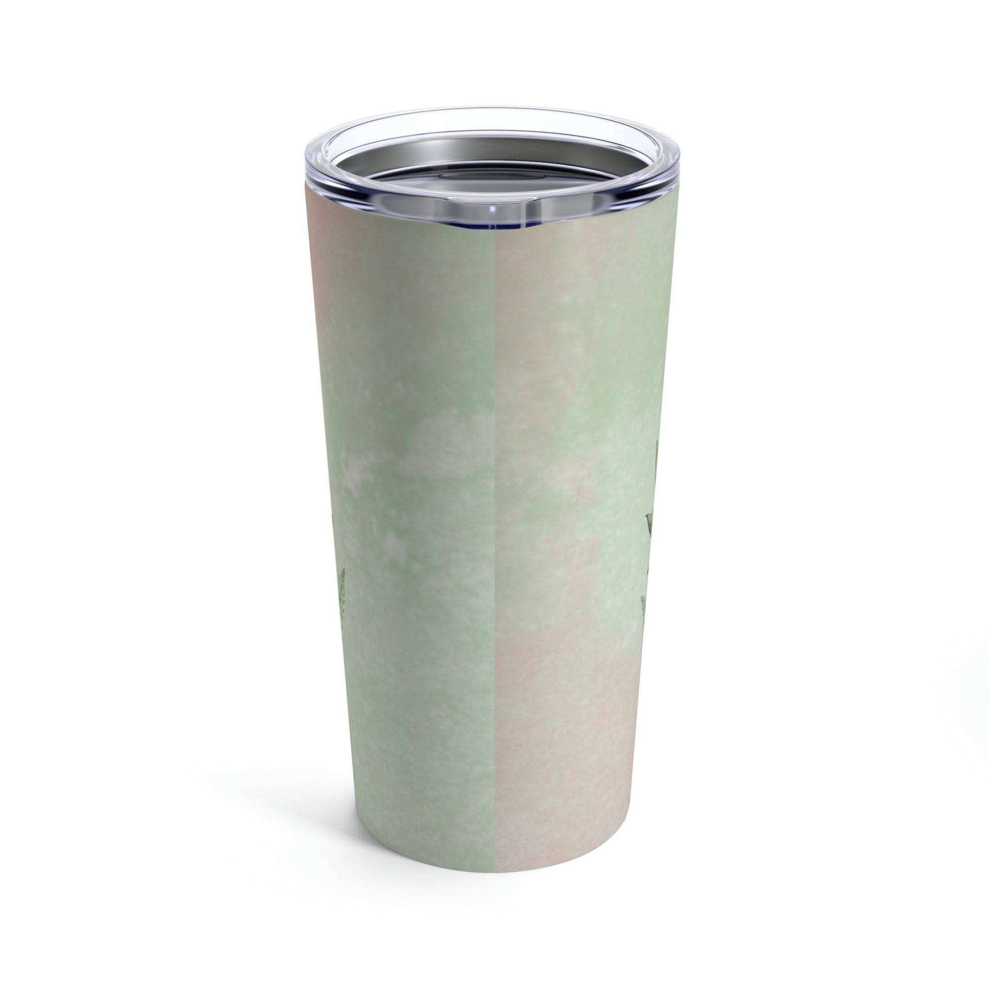 Pink Crystal on Green Leaves Watercolor Tumbler 20oz