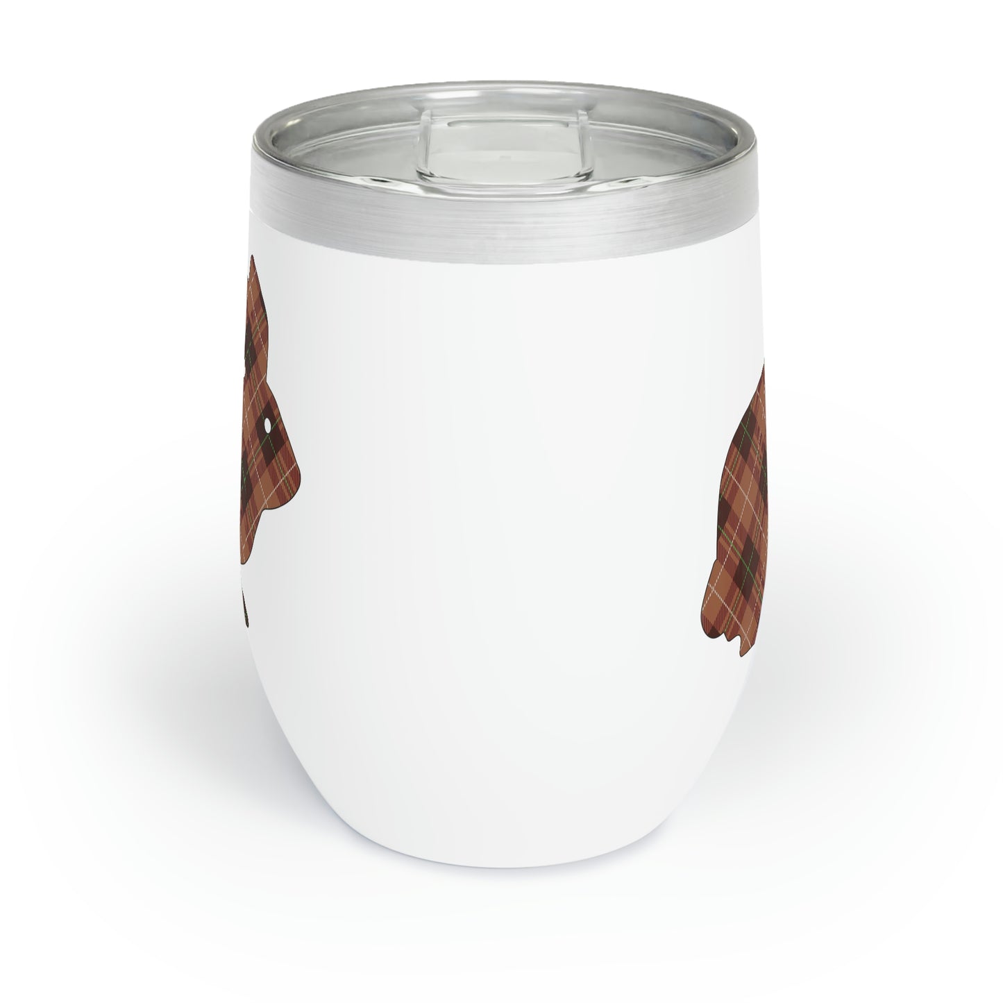 Brown Plaid Easter Bunny Chill Wine Tumbler